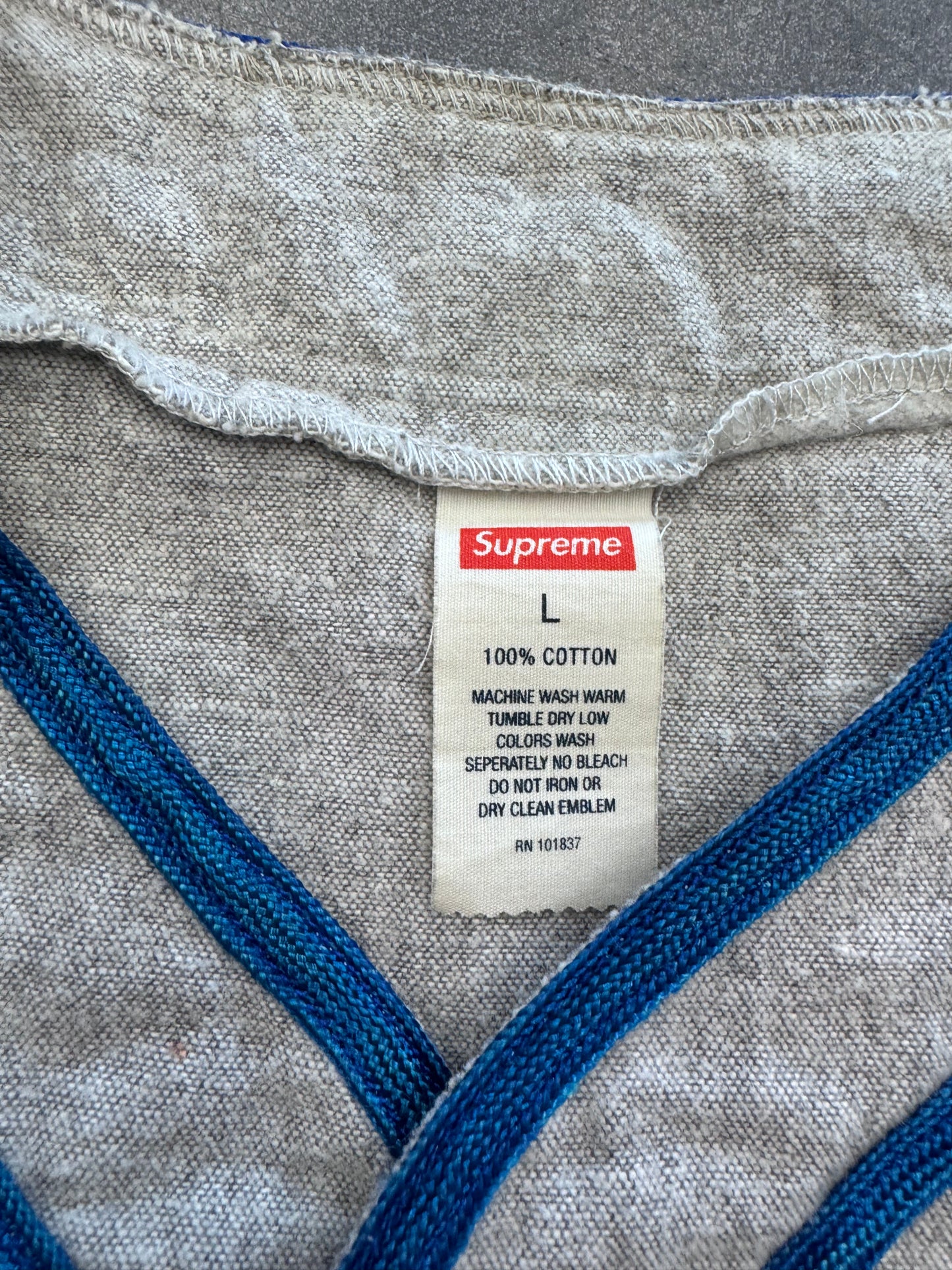 SS10 SUPREME BASEBALL JERSEY GRAY/BLUE