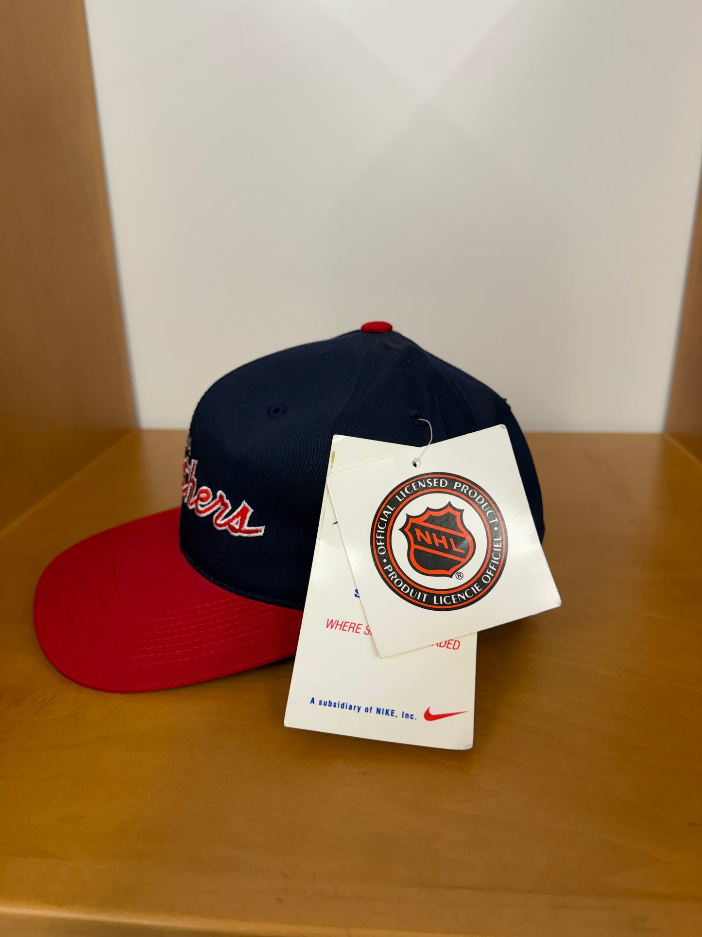 90S FLORIDA PANTHERS SCRIPT SPORTS SPECIALTIES NIKE NHL TAG SNAPBACK HAT