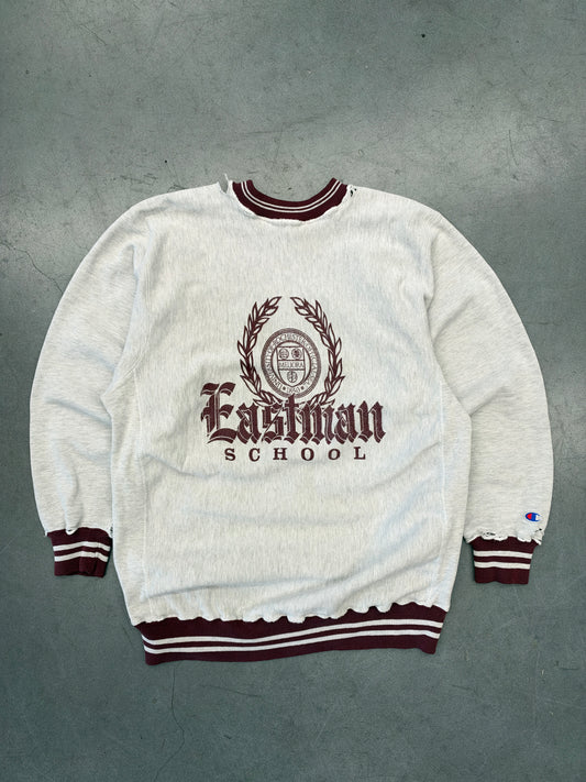 90S EASTMAN SCHOOL OF MUSIC DISTRESSED CHAMPION REVERSE WEAVE CREWNECK