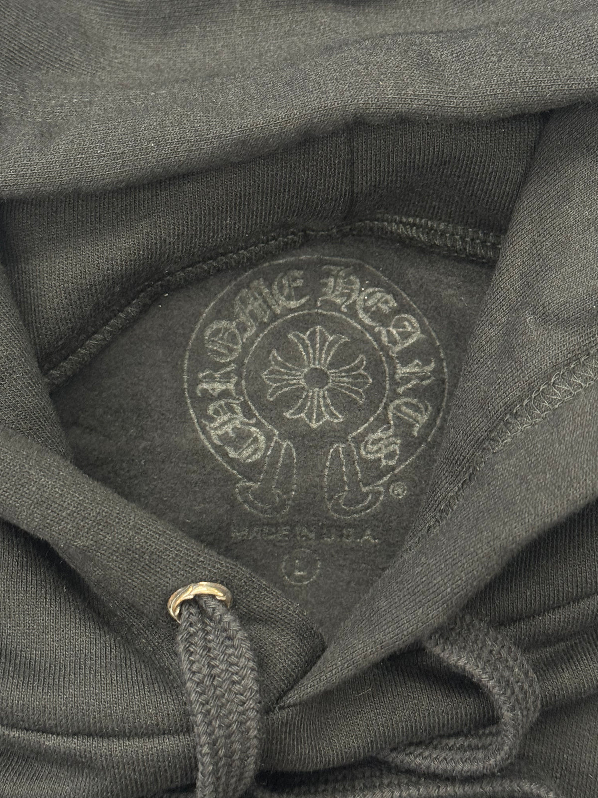 CHROME HEARTS ONLINE EXCLUSIVE TONAL BLACK HORSESHOE FLORAL PULLOVER HOODIE