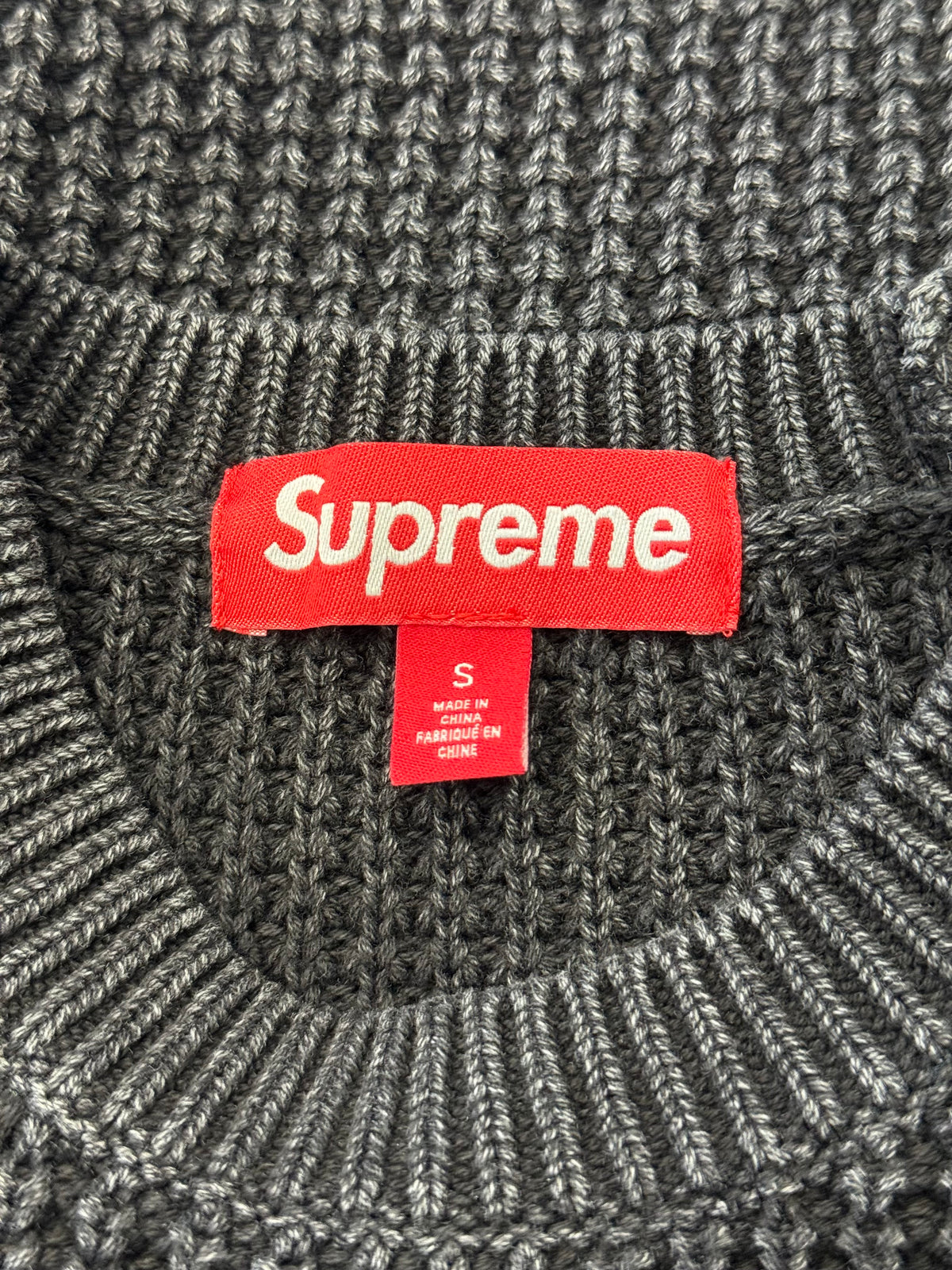 SS26 SUPREME WASHED SMALL BOX LOGO WAFFLE SWEATER - BLACK