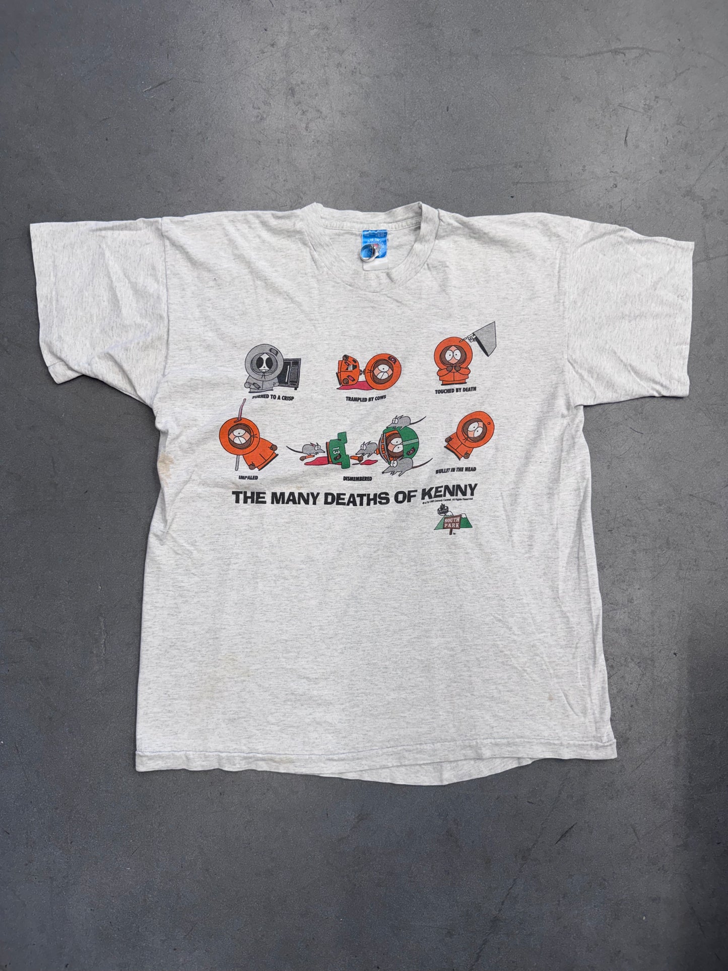 1998 THE MANY DEATHS OF KENNY SOUTH PARK TEE (FOTL TAG)