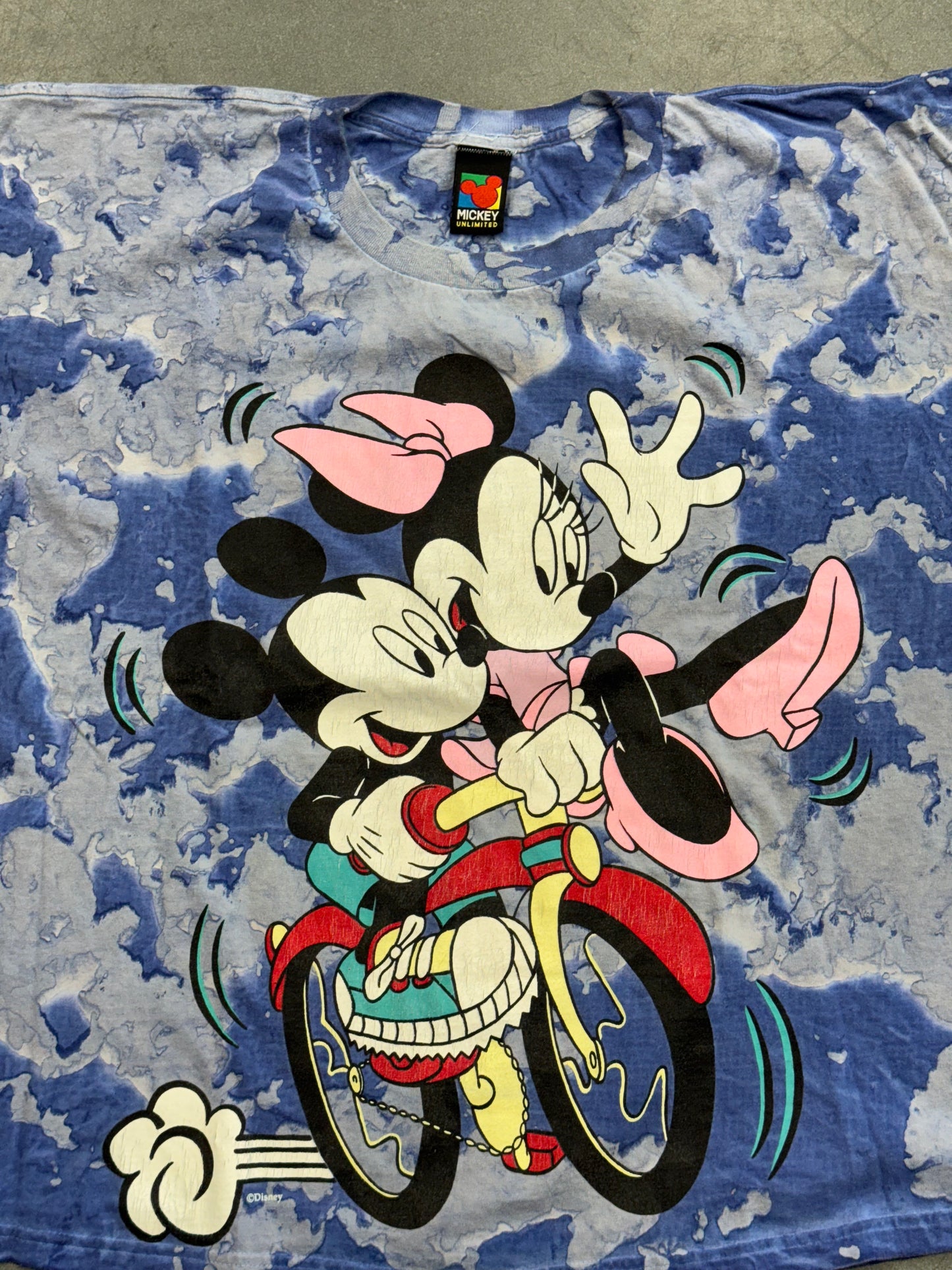 90S MICKEY AND MINNIE TIE-DYE BICYCLE TEE (MICKEY UNLIMITED TAG)