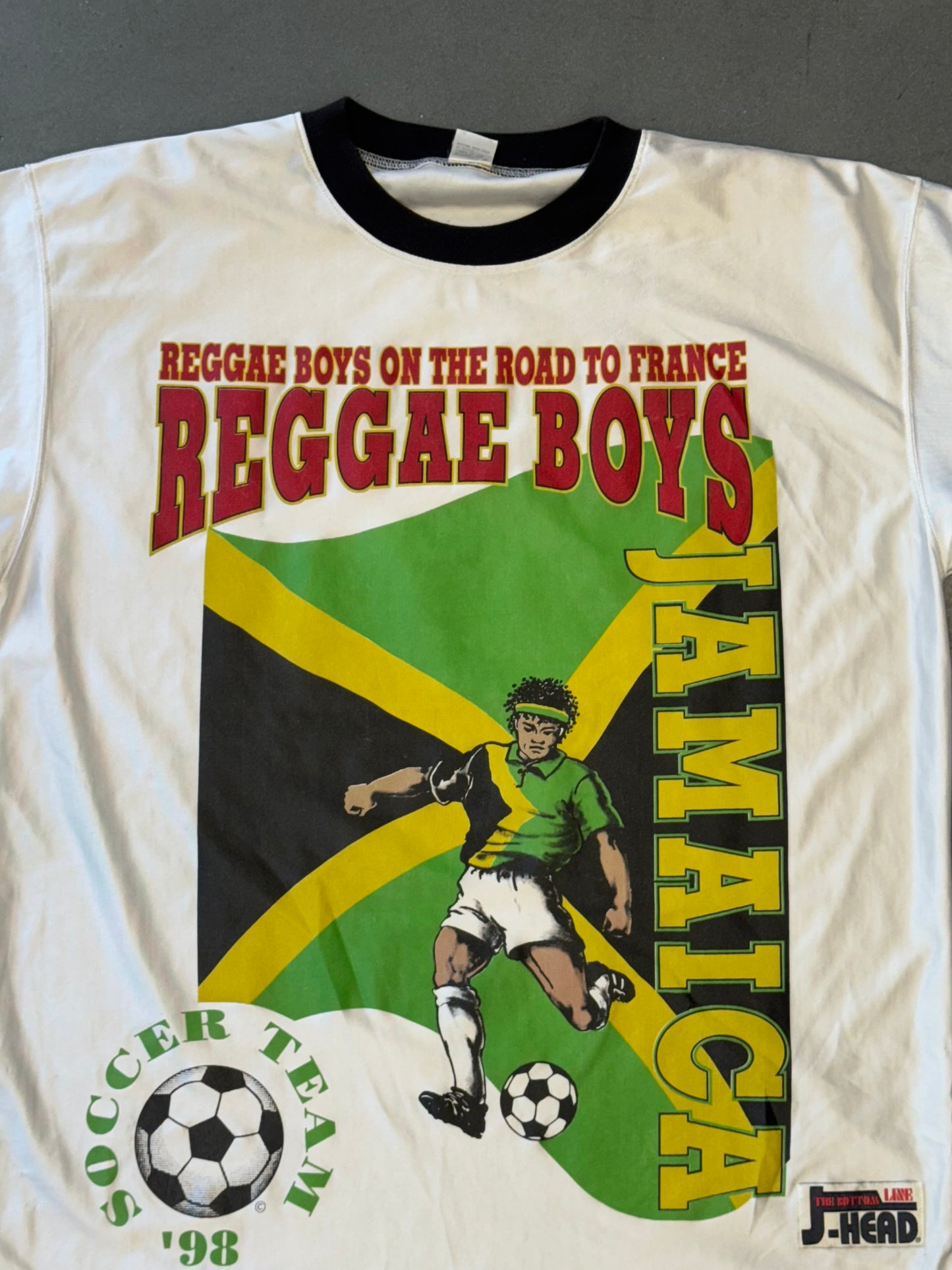 1998 JAMAICA SOCCER TEAM REGGAE BOYS JERSEY (HEAD TAG)