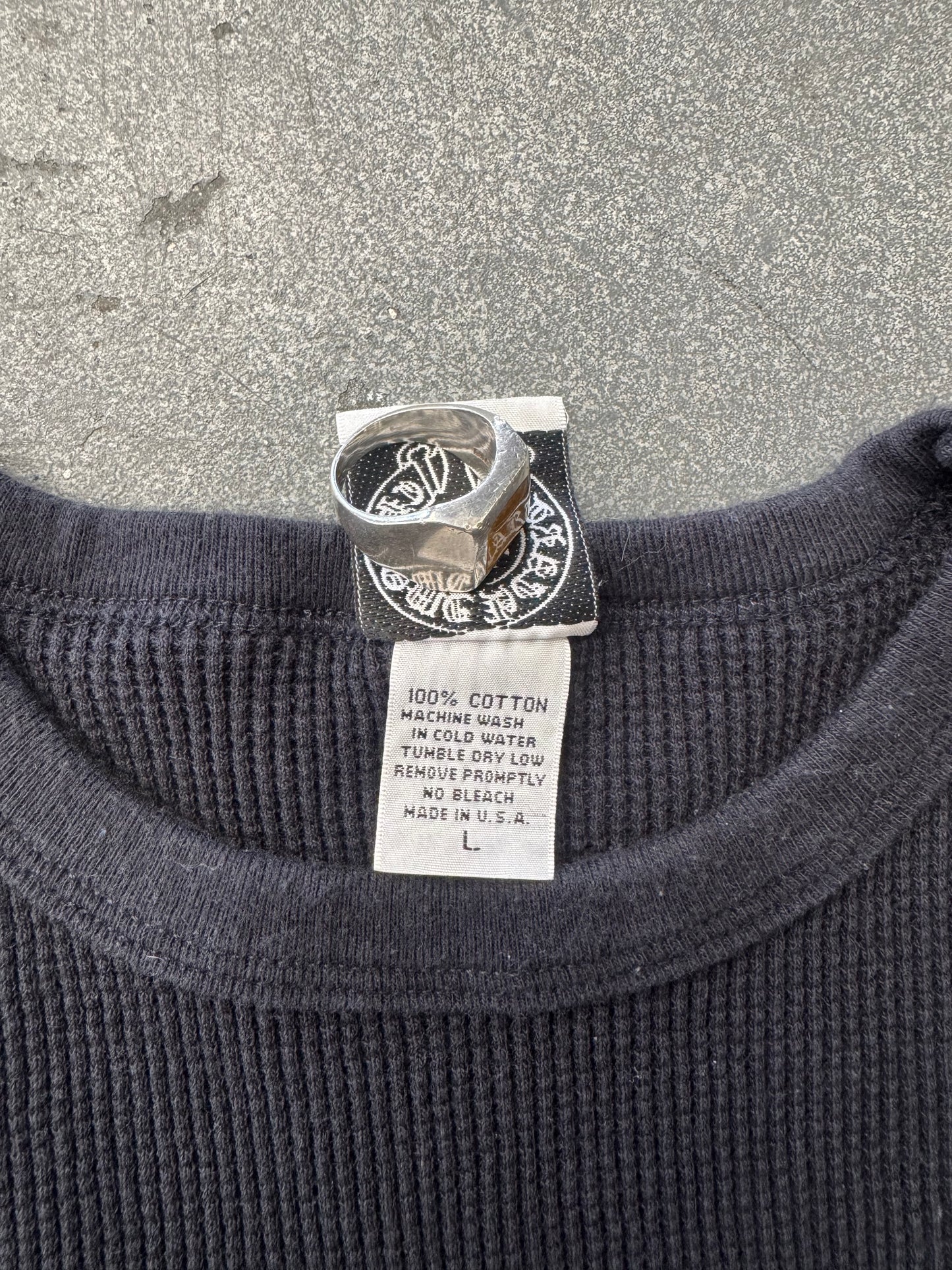 VINTAGE CHROME HEARTS FUCK YOU VINE DAGGER EMBROIDERED LS POCKET THERMAL
