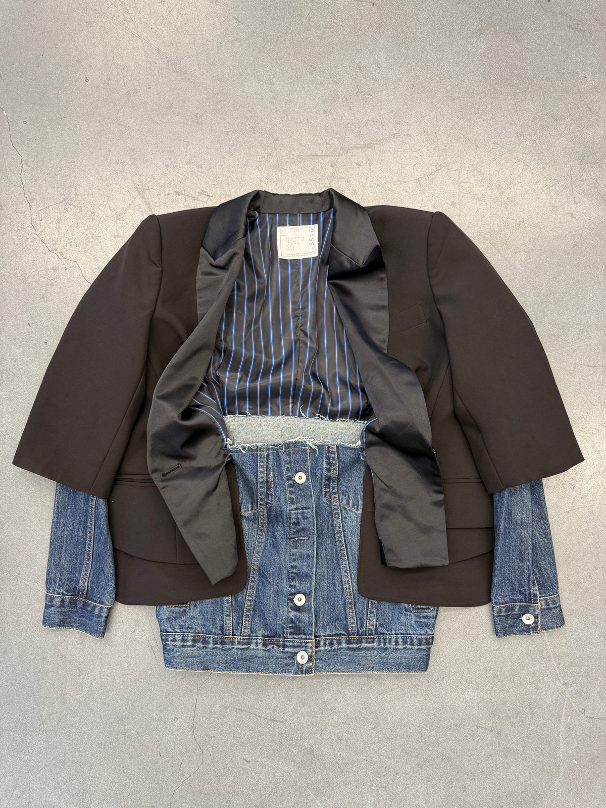 SACAI DENIM BLAZER CROSSOVER