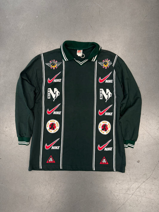 90'S NIKE BOOTLEG VARSITY STYLE COLLARED SWEATER (RED SWOOSH NIKE TAG)