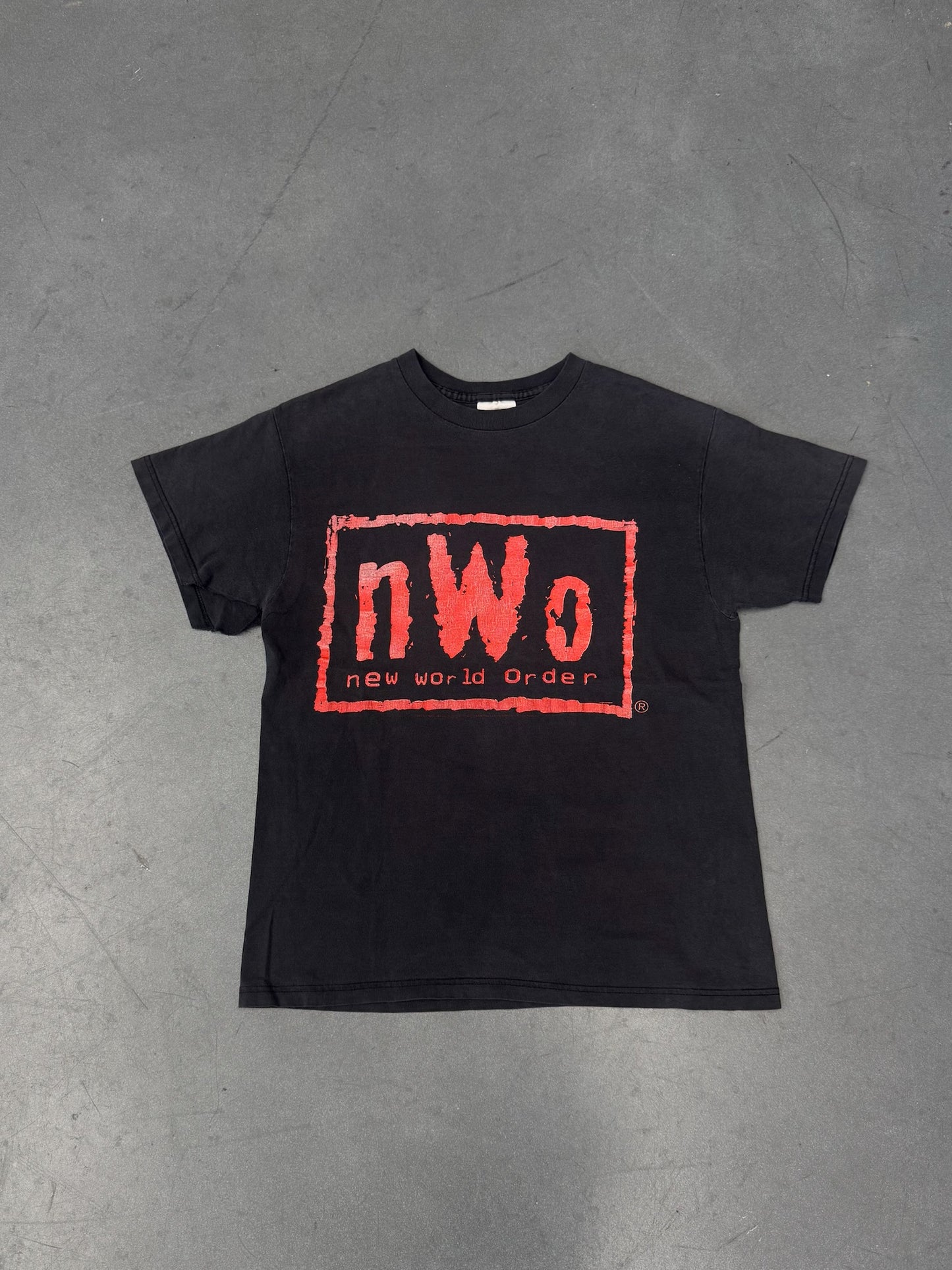 90S NWO NEW WORLD ORDER NO MERCY TEE (FADED PLANET TAG)