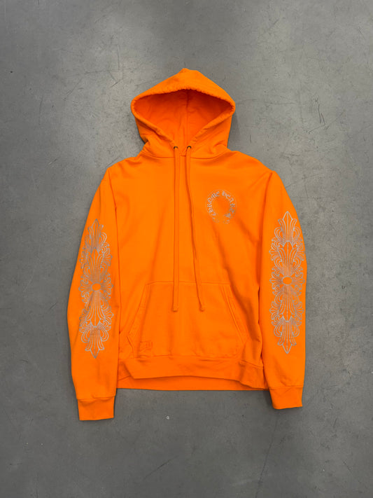 CHROME HEARTS MIAMI EXCLUSIVE FLORAL PULLOVER HOODIE - ORANGE/SILVER