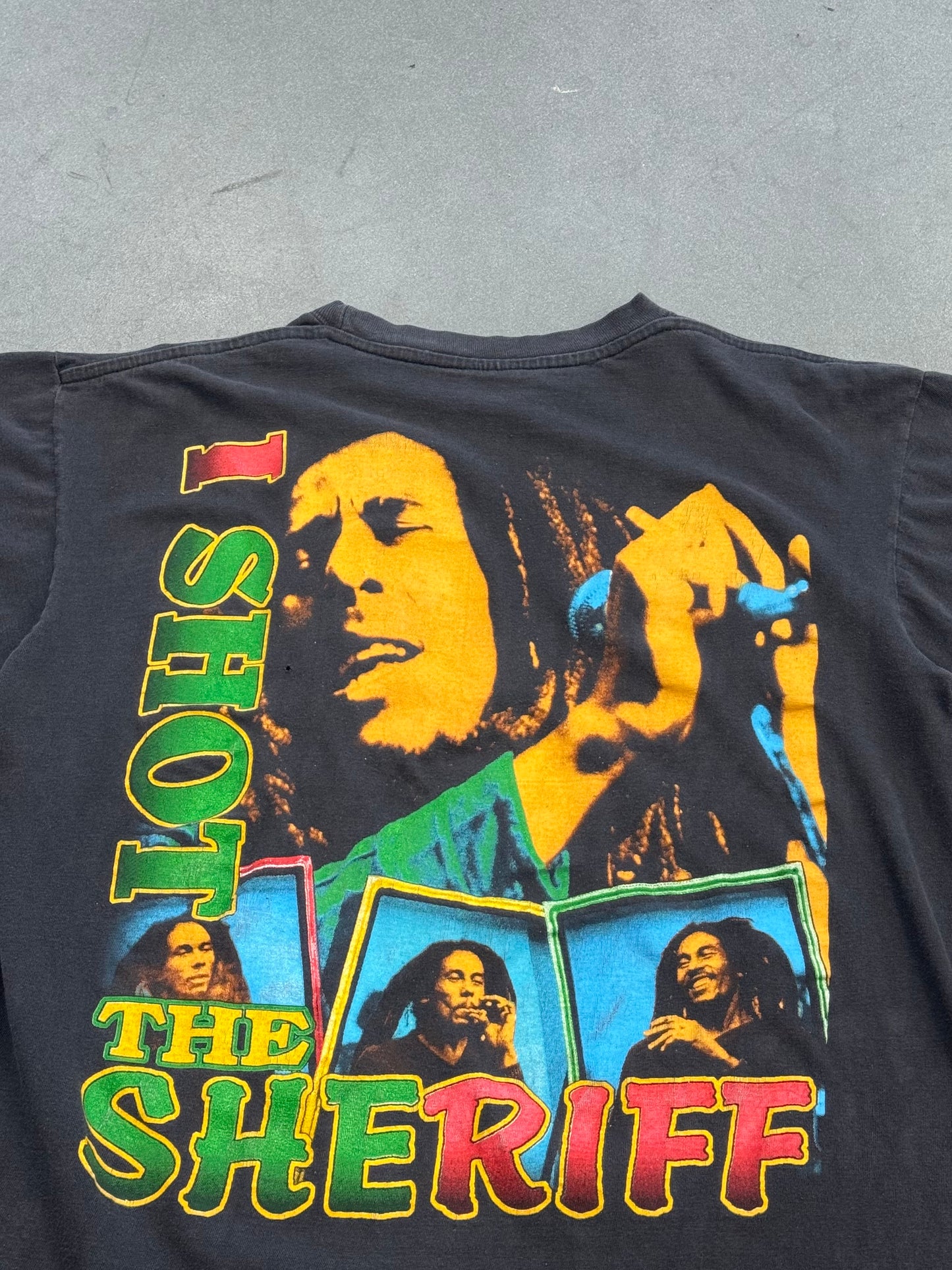 BOB MARLEY I SHOT THE SHERIFF RAP TEE (FADED TAG)