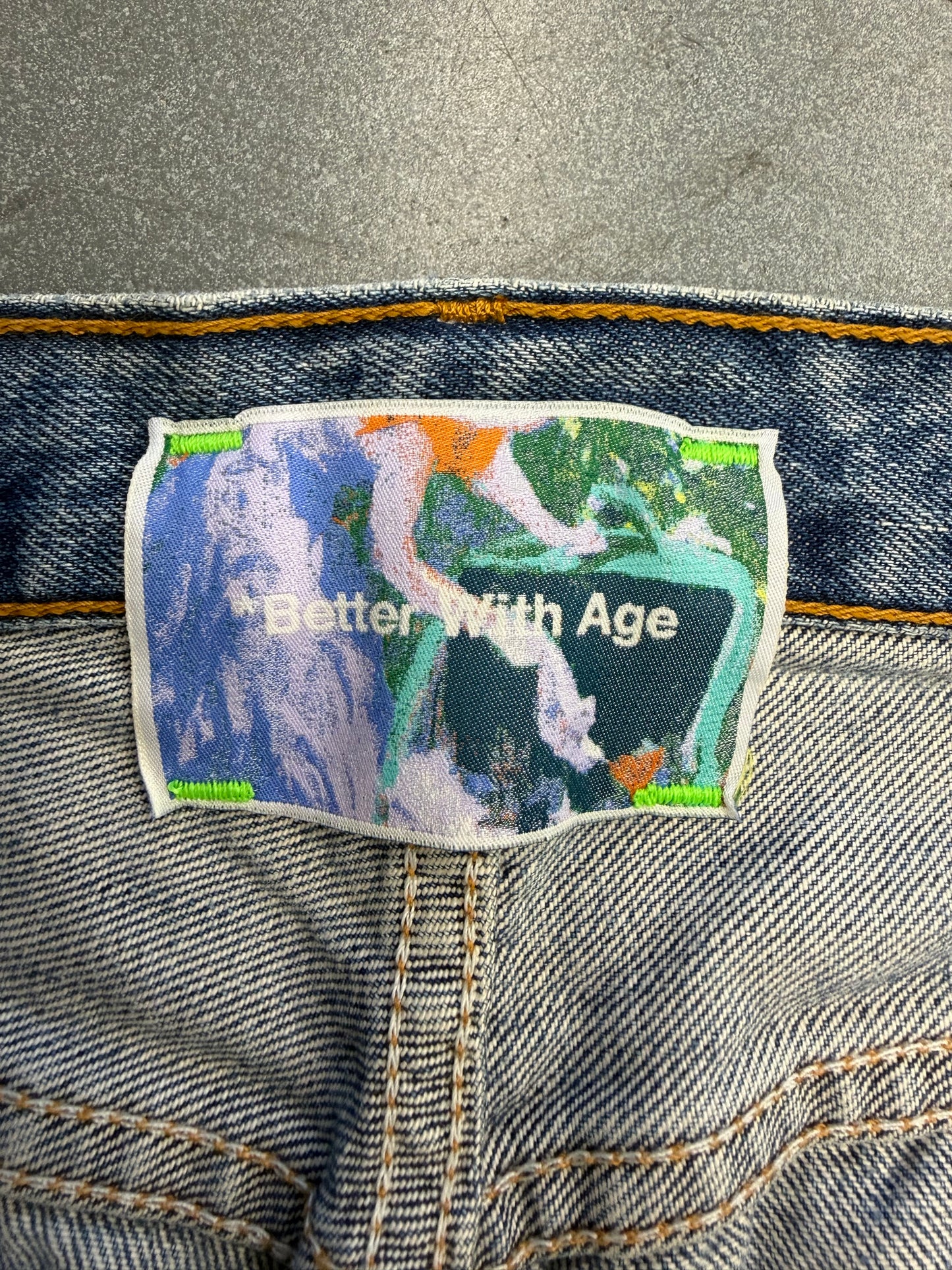 BETTER WITH AGE SHAM HAND-BEADED DOUBLE-WIDE DENIM