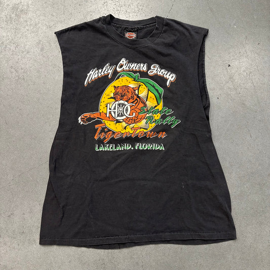 1996 HARLEY OWNERS GROUP TIGER LAKELAND FLORIDA CUT OFF TEE