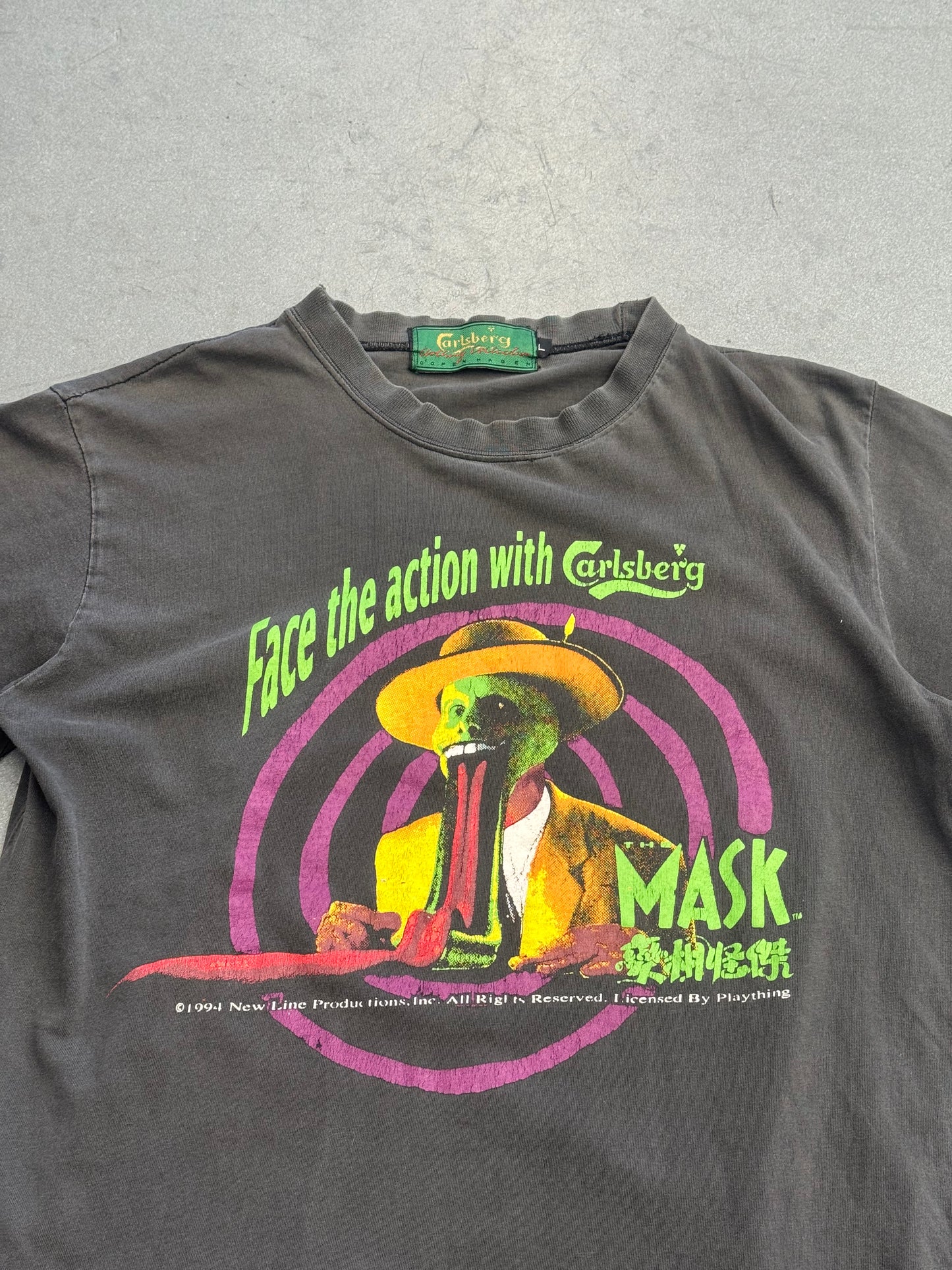 1994 THE MASK FACE THE ACTION CARLSBERG PROMO TEE (CARLSBERG TAG)