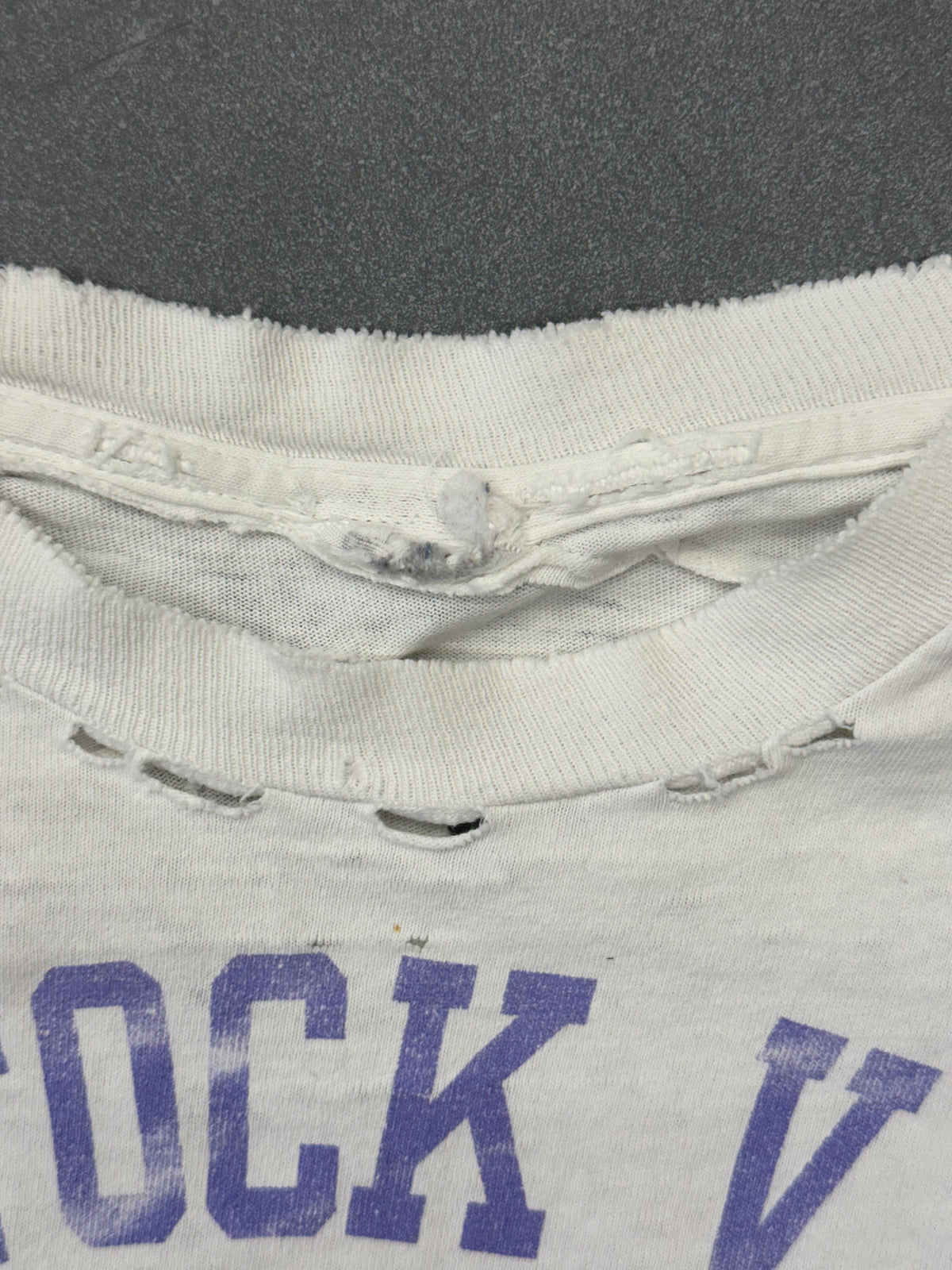 1995 LIVESTOCK V ZEPHYRHILLS FESTIVAL PARK THRASHED AND REPAIRED TEE (CUT FOTL TAG)