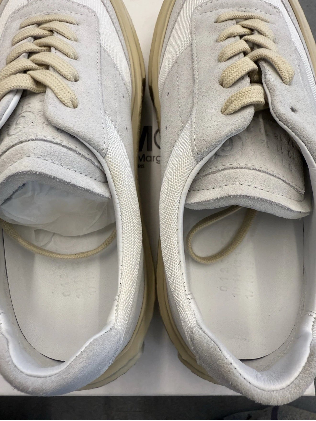 SIZE 38 2024 MM6 MAISON MARGIELA WMNS GAMBETTA LEATHER - WHITE (BRAND NEW WITH BOX)