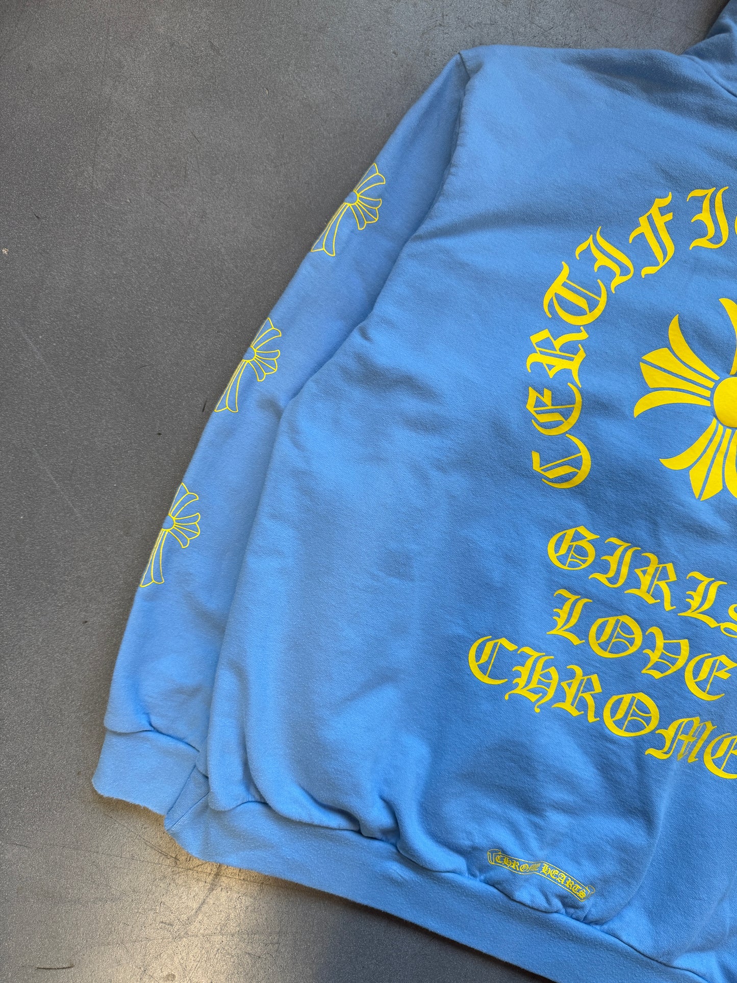 CHROME HEARTS DRAKE CERTIFIED LOVER BOY PULLOVER HOODIE - BLUE