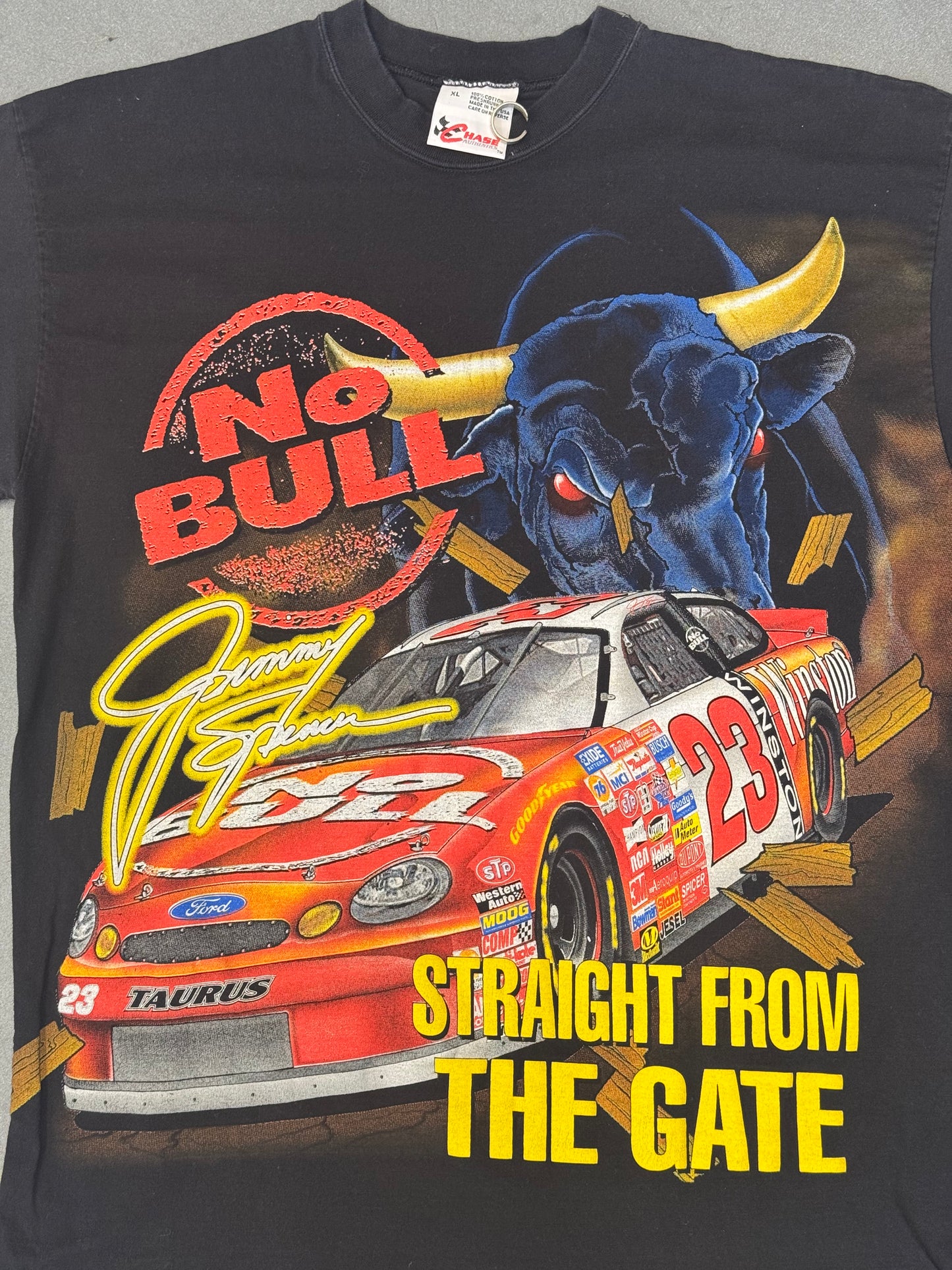 1998 NASCAR JIMMY SPENCER "NO BULL" AOP TEE (CHASE TAG)