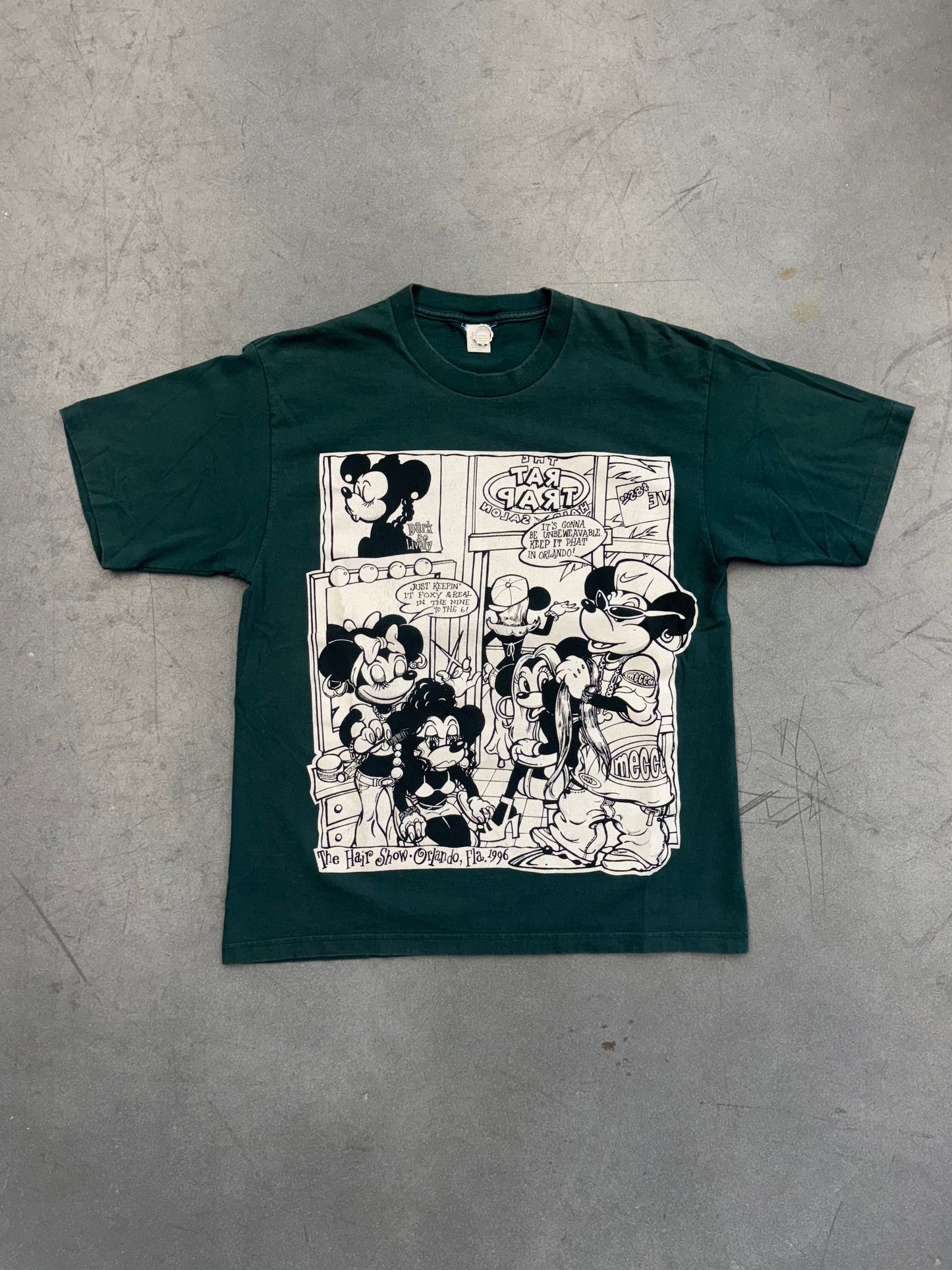 1996 THE HAIR SHOW ORLANDO, FLA. BOOTLEG MINNIE MOUSE COMIC STYLE TEE (CUT TAG)