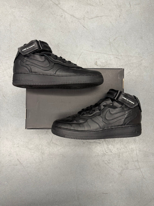 2020 SIZE 12 NIKE AIR FORCE 1 MID CDG COMME DES GARCONS BLACK (PRE-OWNED WITH BOX)