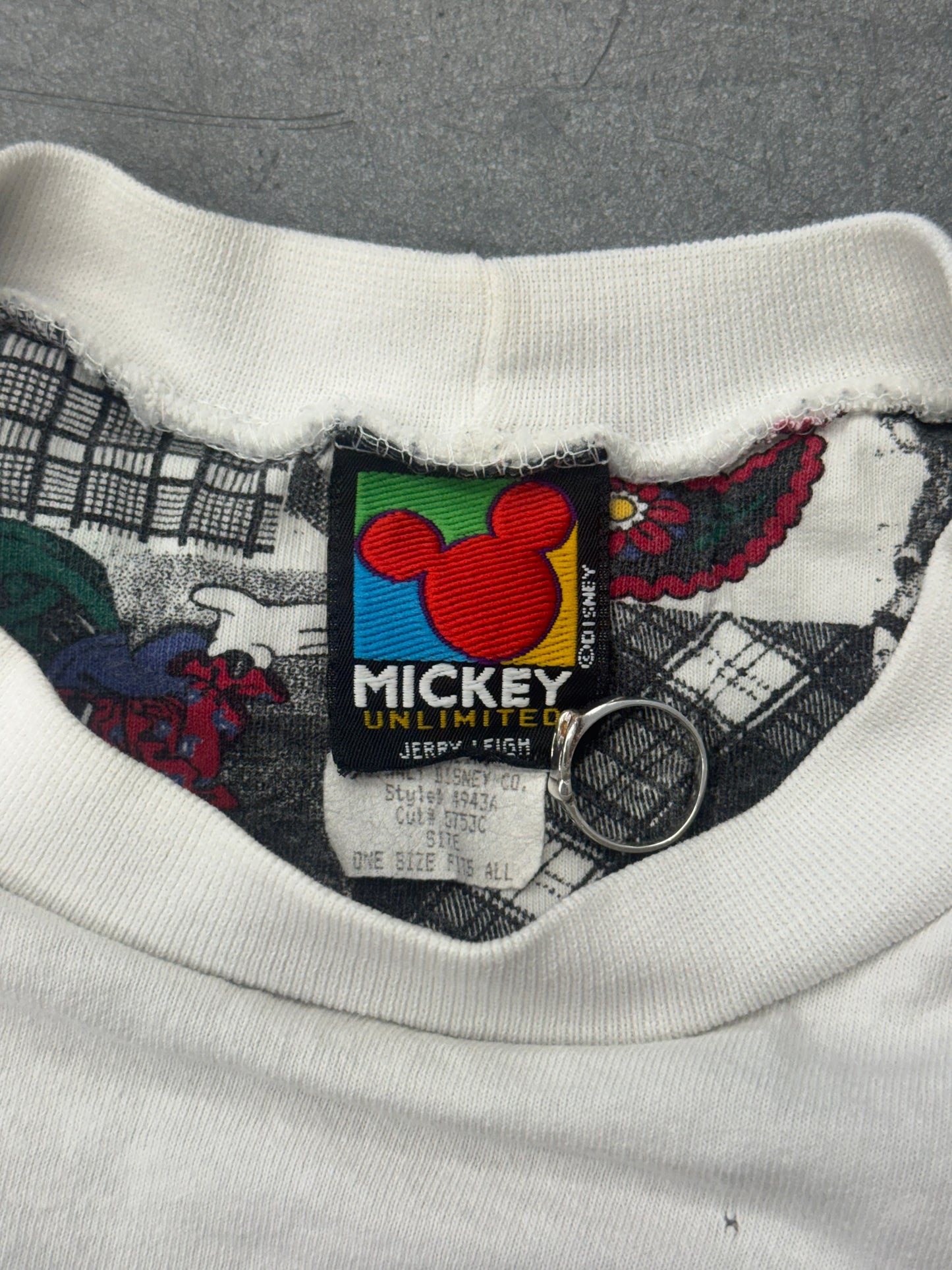90S DISNEY REVERSIBLE PATCHWORK CREWNECK (MICKEY UNLIMITED TAG)