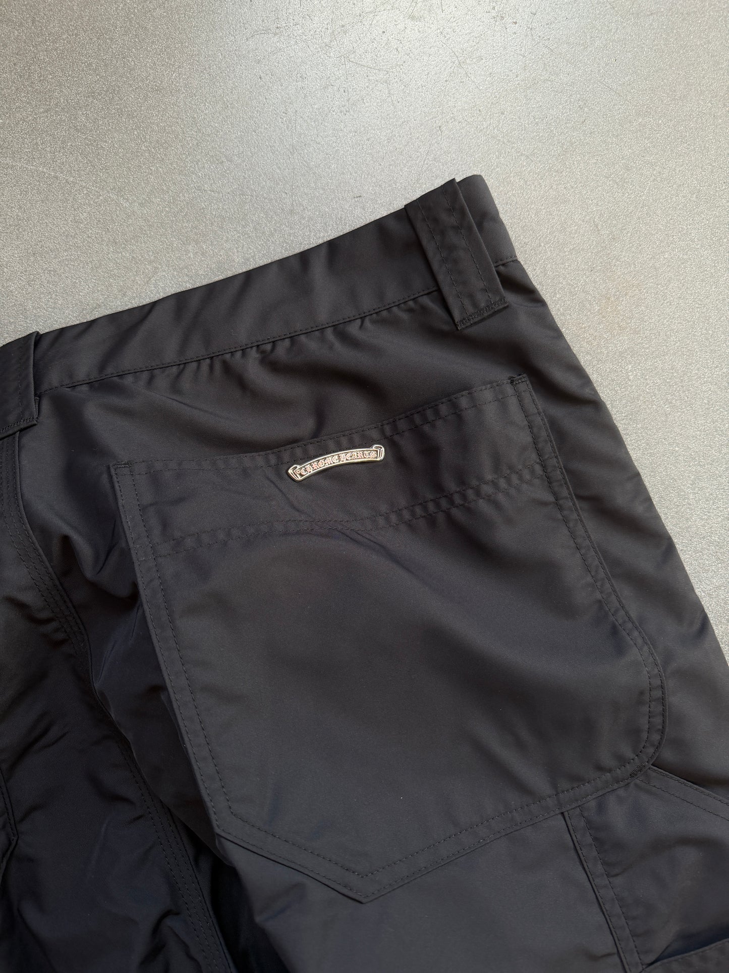 CHROME HEARTS CARPENTER DOUBLE KNEE NYLON/LEATHER PANTS (36)