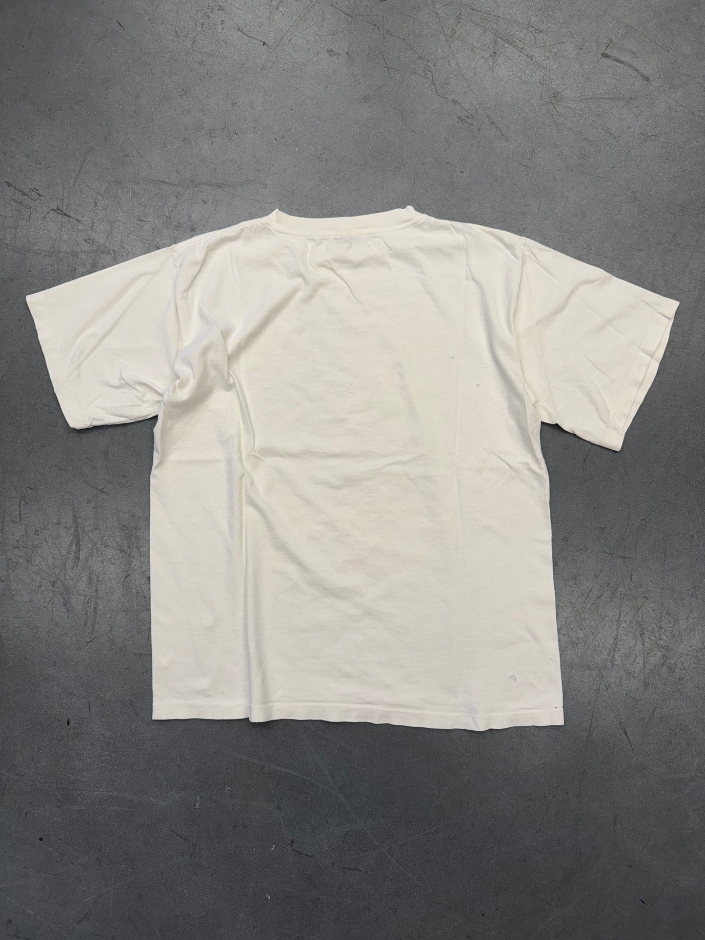 1991 TERMINATOR 2 JUDGMENT DAY "DON'T EVEN THINK ABOUT IT" TEE (FADED YELLOW TAG)