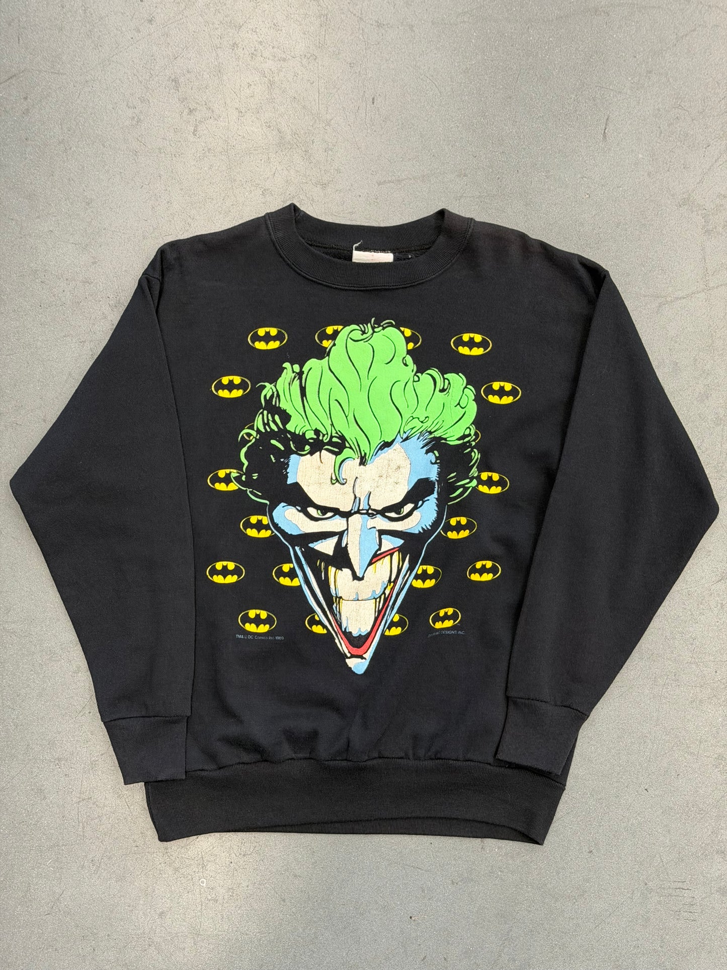 1989 VINTAGE JOKER WITH BATMAN LOGOS CREWNECK (DIVISION 1 TAG)