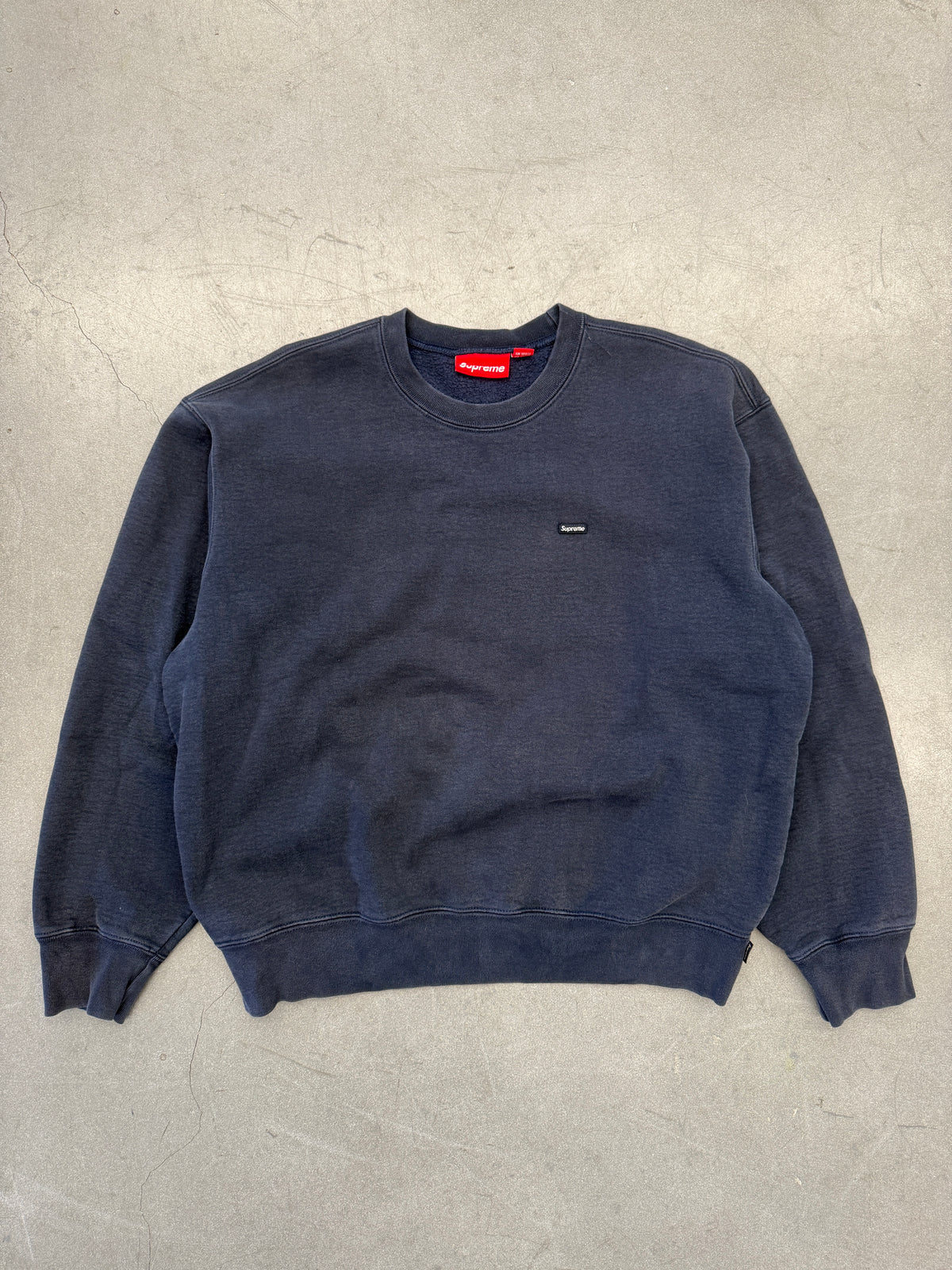 SUPREME SMALL CHEST BOX LOGO CREWNECK SWEATER - NAVY