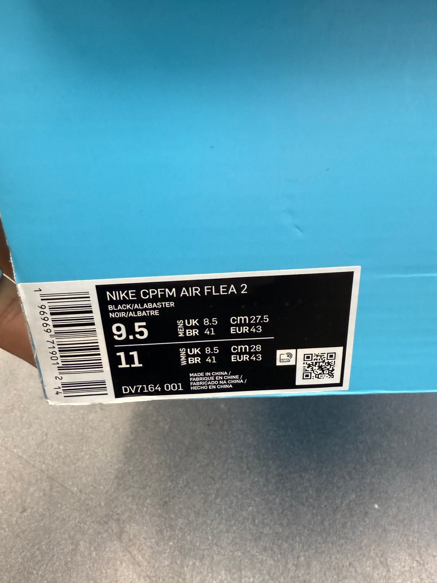 SIZE 9.5 NIKE CPFM CACTUS PLANT FLEA MARKET AIR FLEA 2 BLACK (2023) (PRE-OWNED WITH BOX)