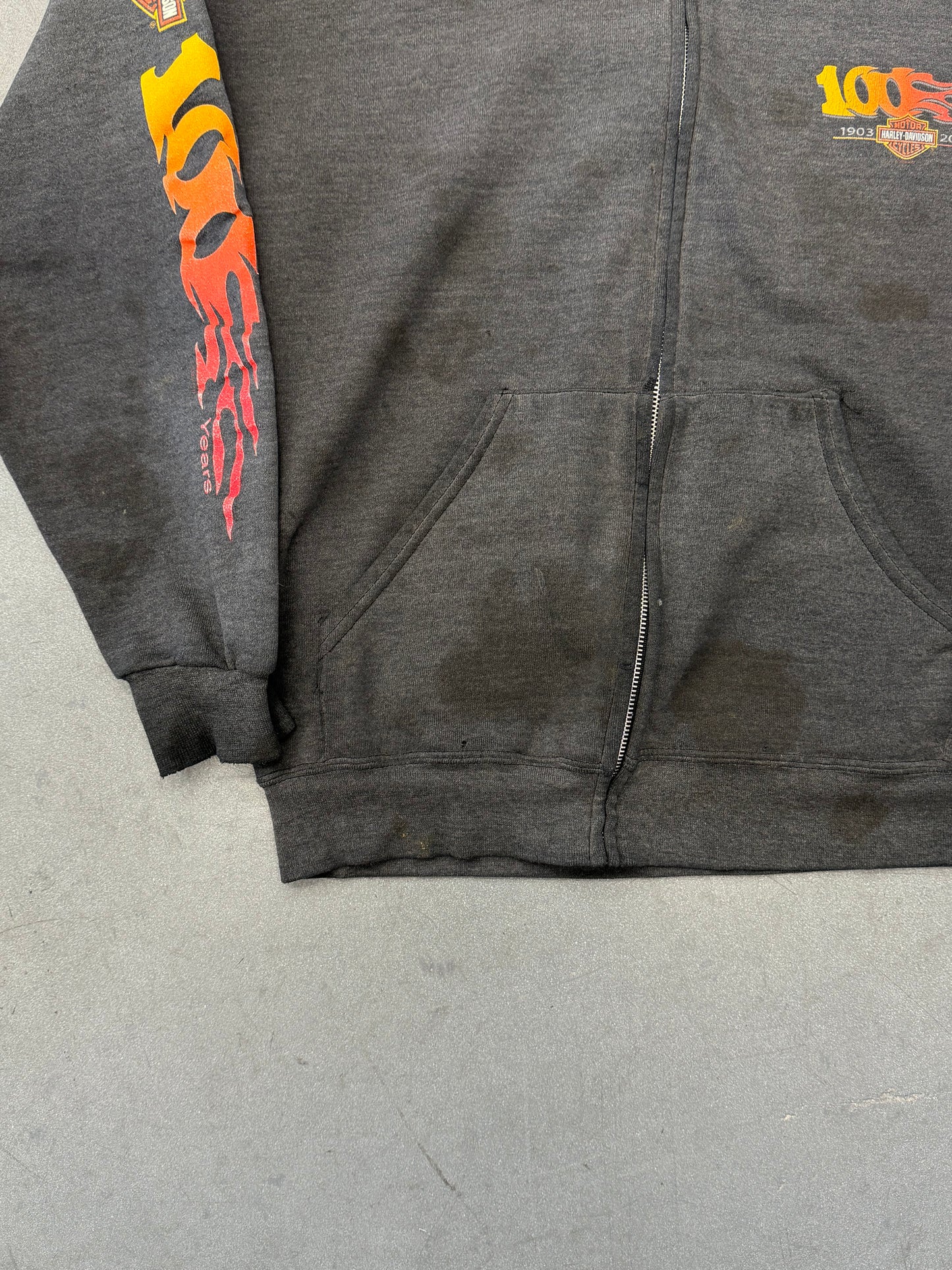2003 HARLEY-DAVIDSON 100 YEAR ANNIVERSARY CAPE FEAR FAYETTEVILLE, N.C. ZIP UP HOODIE