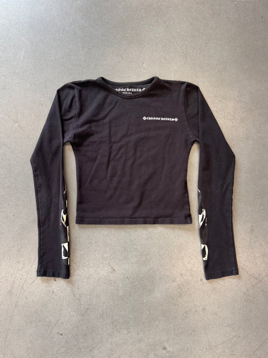 CHROME HEARTS MATTY BOY FLAME CROP WOMENS LS TEE