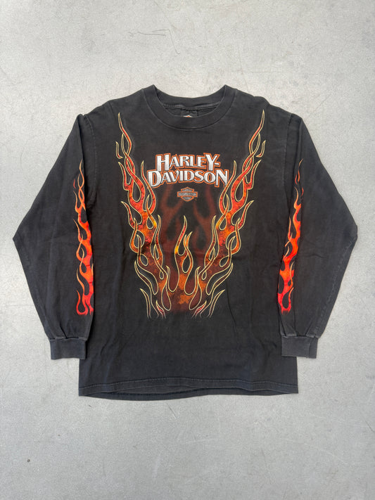 1995 HARLEY-DAVIDSON BENSON MUNCIE, INDIANA FLAME SLEEVE LS TEE