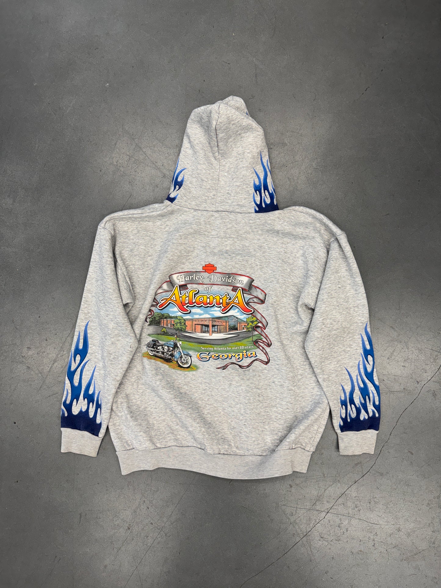 2005 HARLEY-DAVIDSON ATLANTA, GA BLUE FLAME FULL-ZIP HOODIE