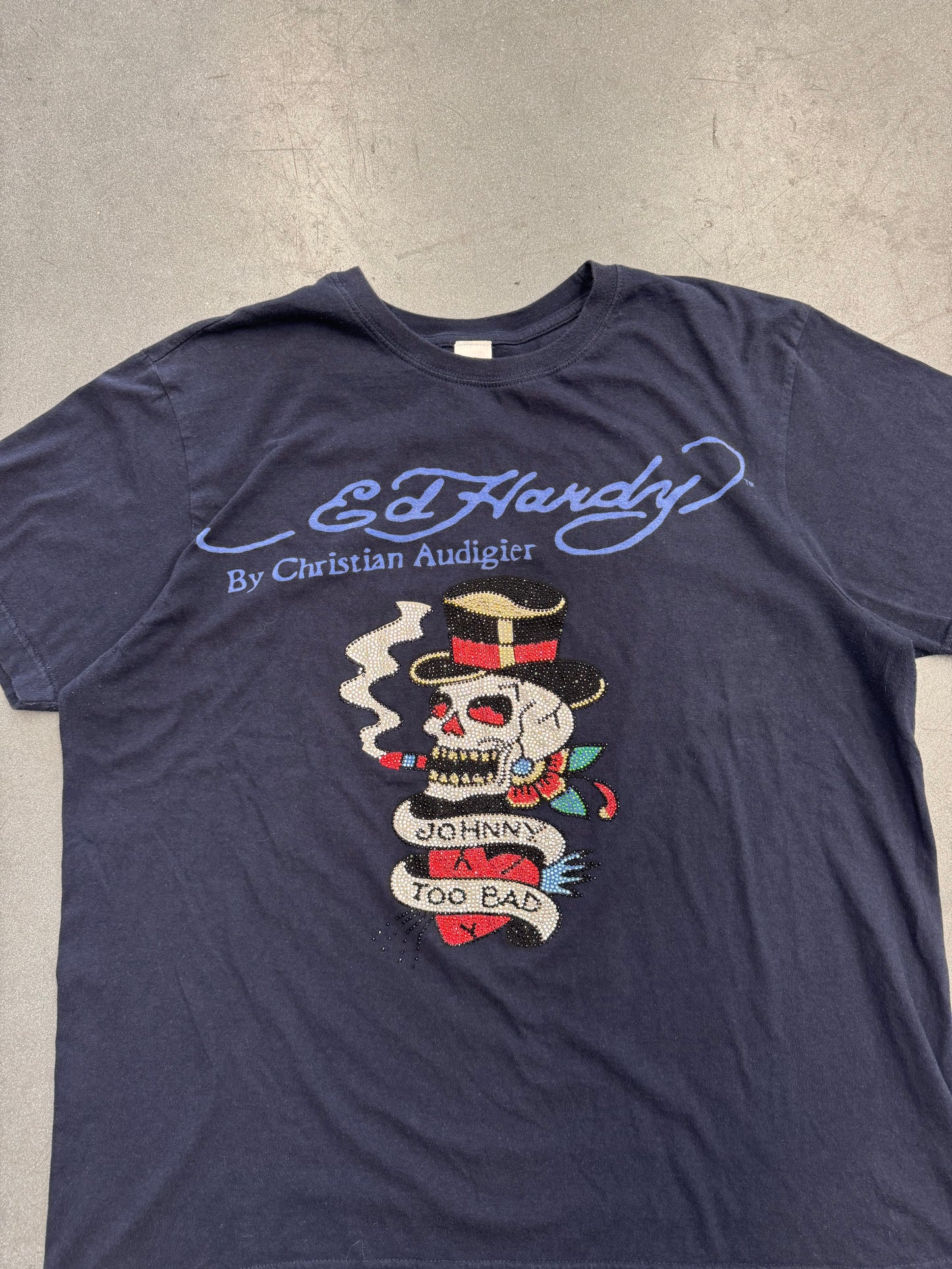 Y2K ED HARDY JOHNNY TOO BAD RHINESTONE TEE