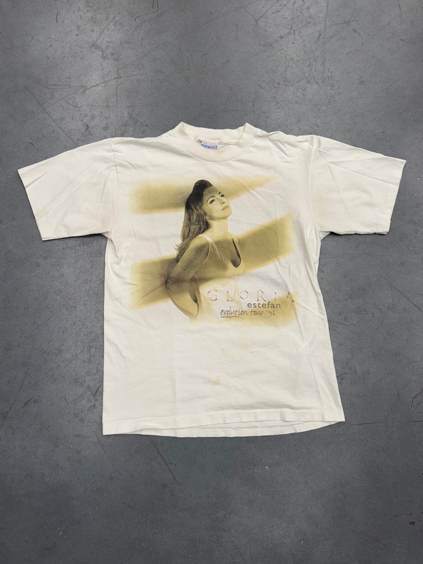 1996 GLORIA ESTEFAN "EVOLUTION TOUR '96" TEE (ALL SPORT TAG)