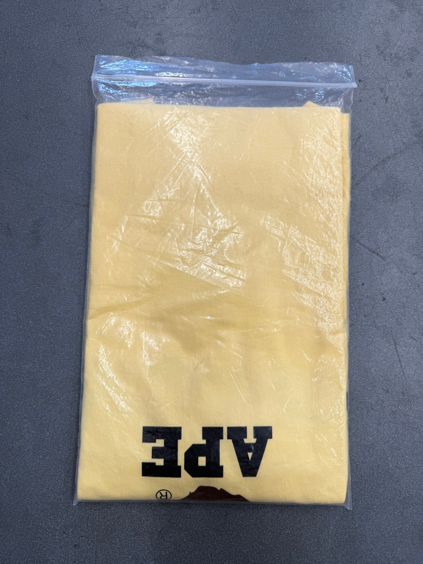 A BATHING APE COLLEGE TEE - YELLOW (XL) (NEW IN BAG)
