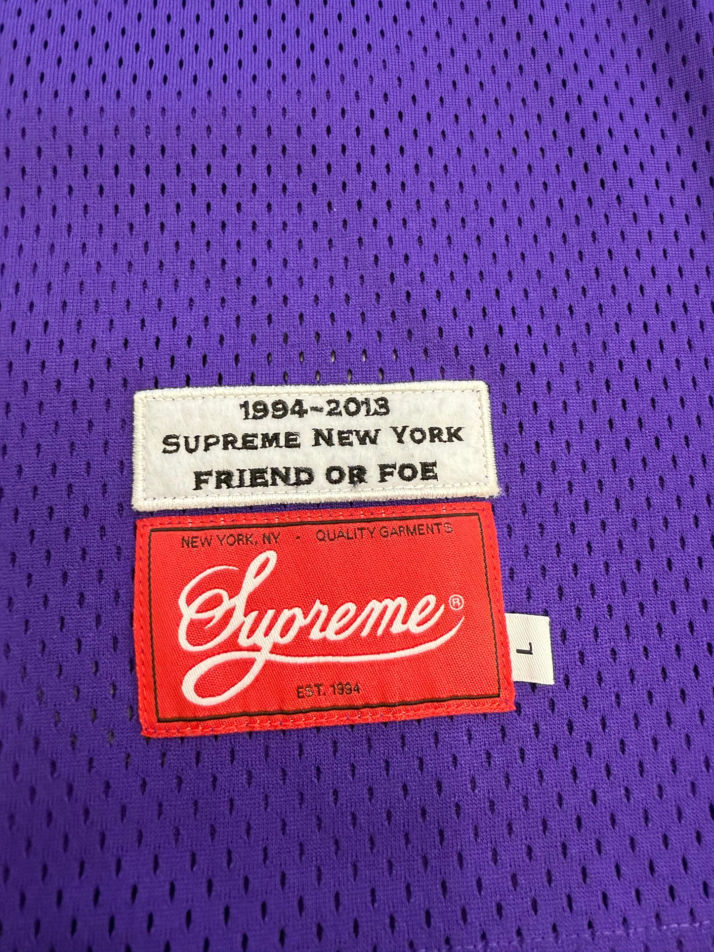 FW13 SUPREME DIAMOND RIB FRIEND OR FOE FOOTBALL JERSEY PURPLE