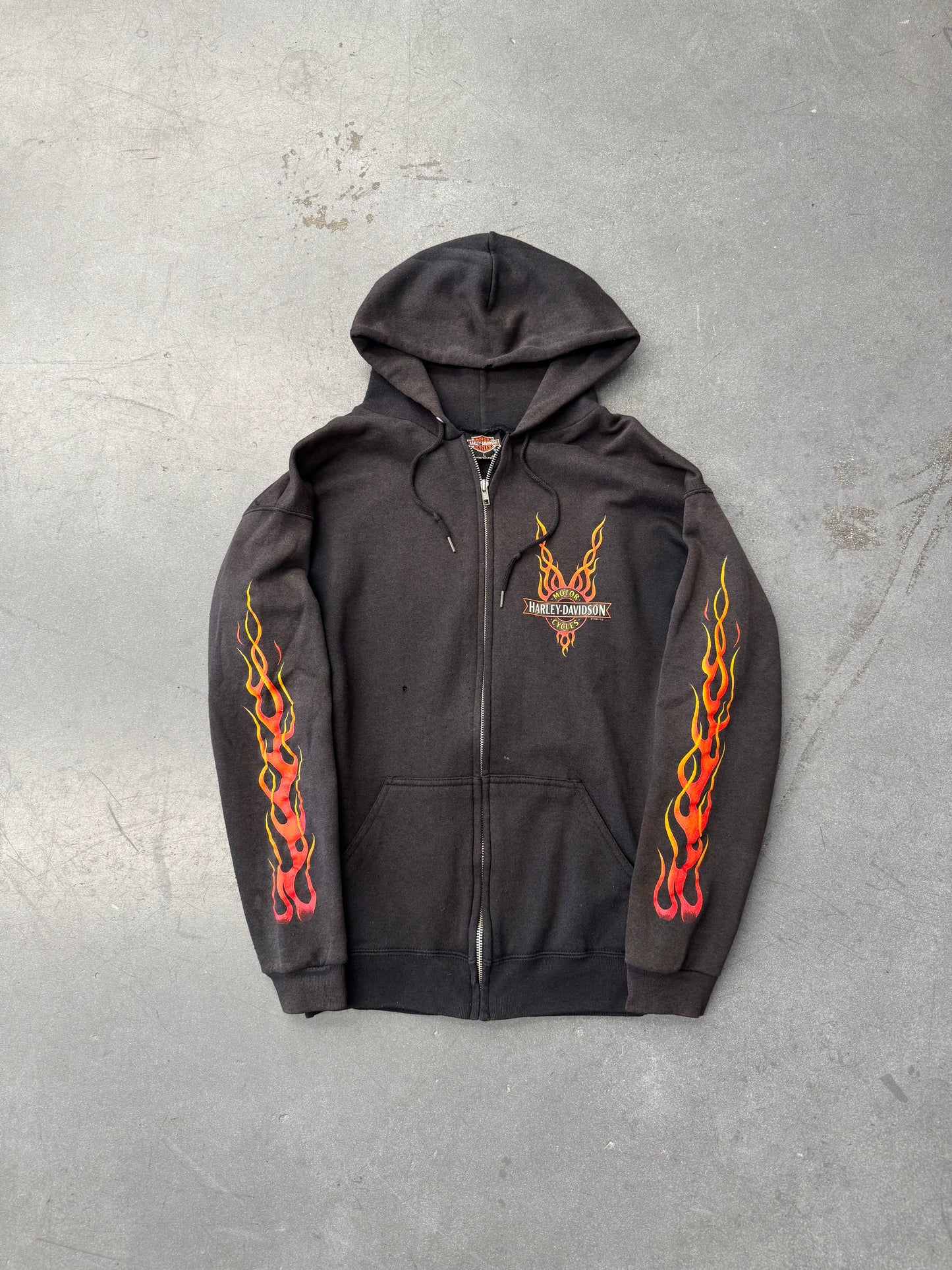 1998 HARLEY-DAVIDSON ARKPORT, N.Y. FLAME SLEEVE ZIP-UP HOODIE