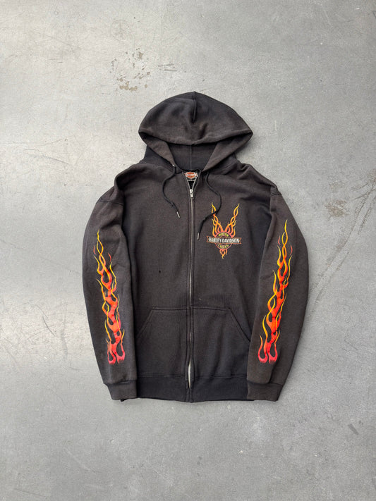 1998 HARLEY-DAVIDSON ARKPORT, N.Y. FLAME SLEEVE ZIP-UP HOODIE