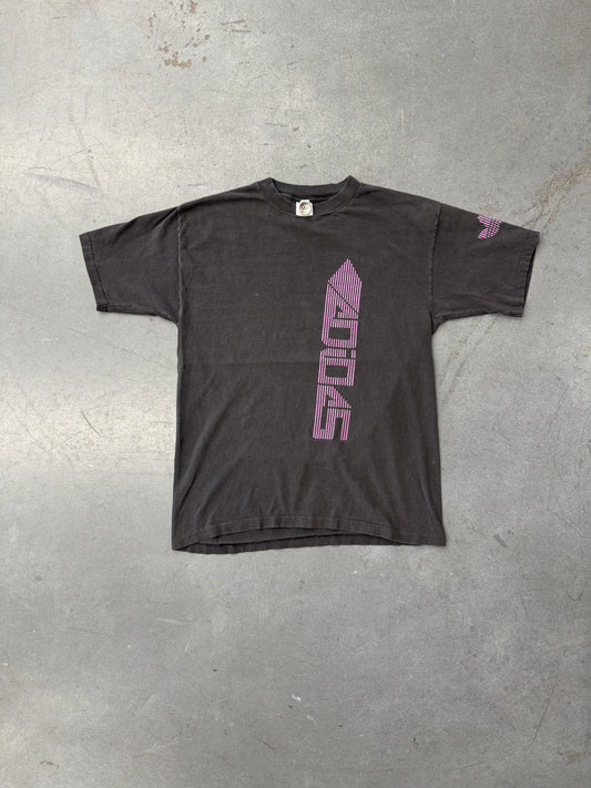 80S ADIDAS PINSTRIPE VERTICAL LOGO TEE