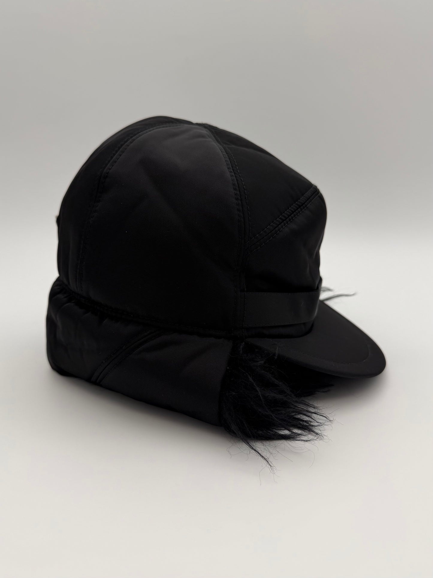 PRADA NYLON FAUX FUR TROOPER HAT