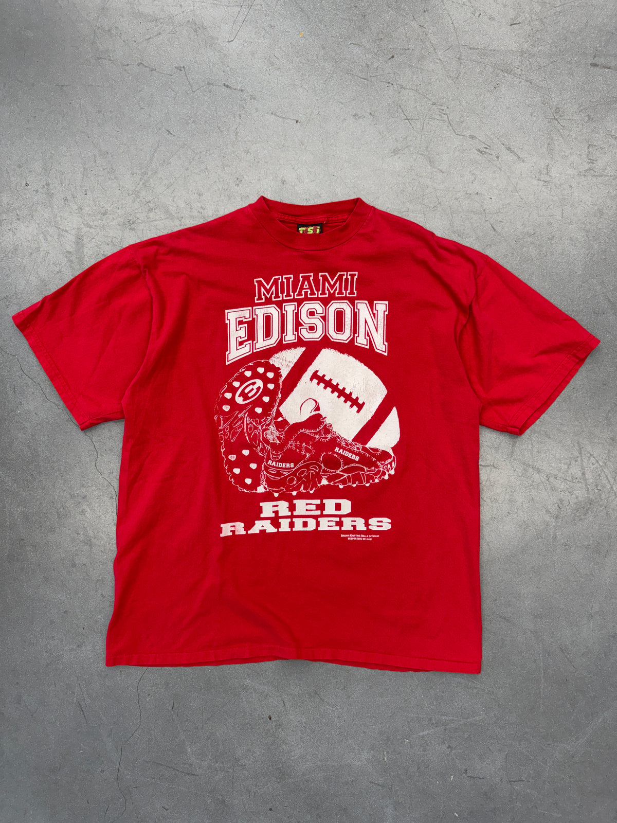 90'S MIAMI EDISON RED RAIDERS "BOUT IT BOUT IT" TEE (TSI TAG)