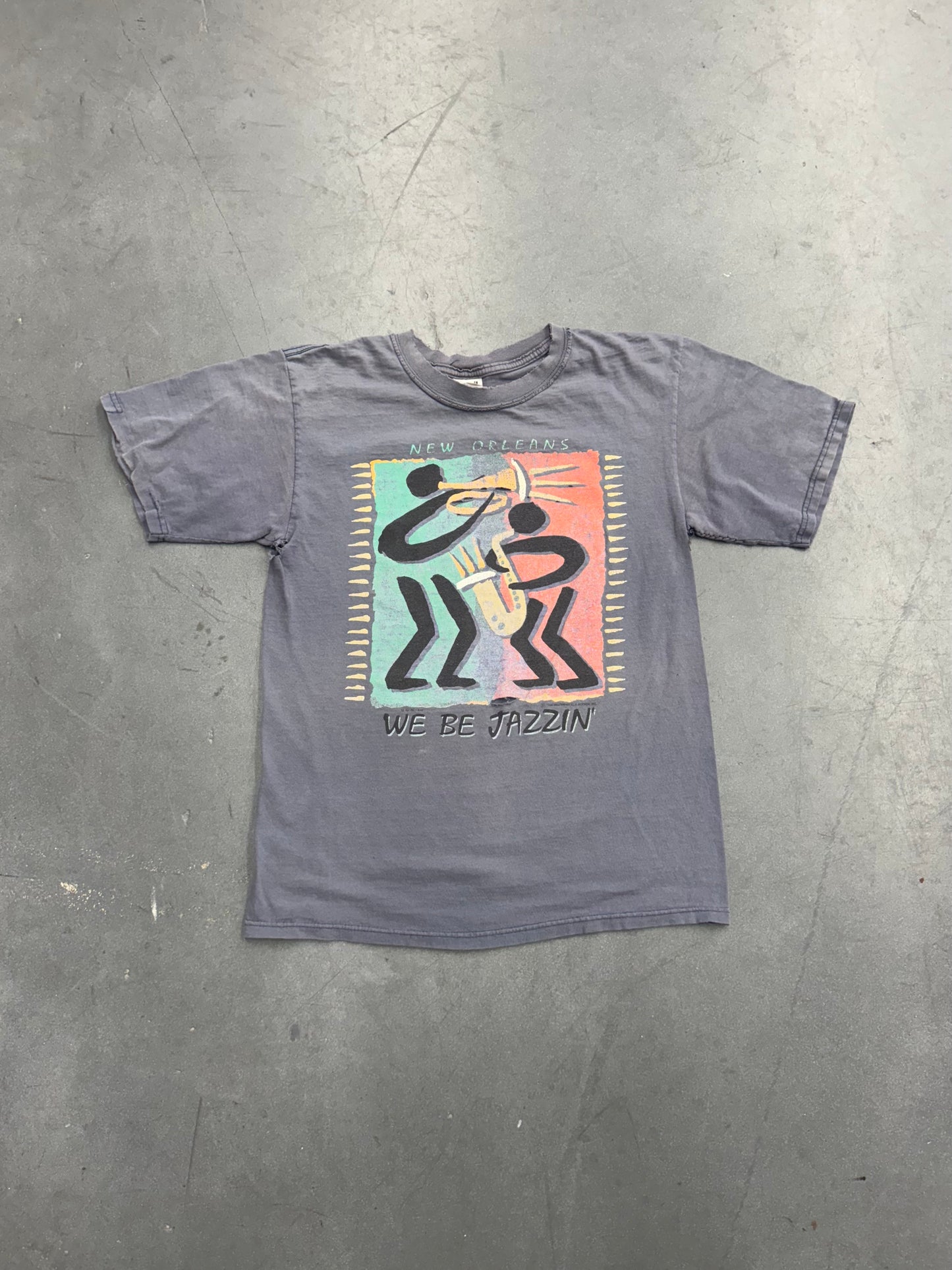 90S DISTRESSED NEW ORLEANS "WE BE JAZZIN'" TEE (ANVIL TAG)