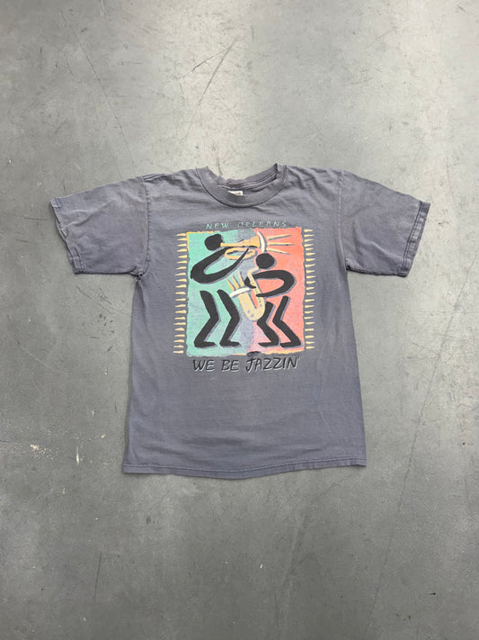 90S DISTRESSED NEW ORLEANS "WE BE JAZZIN'" TEE (ANVIL TAG)
