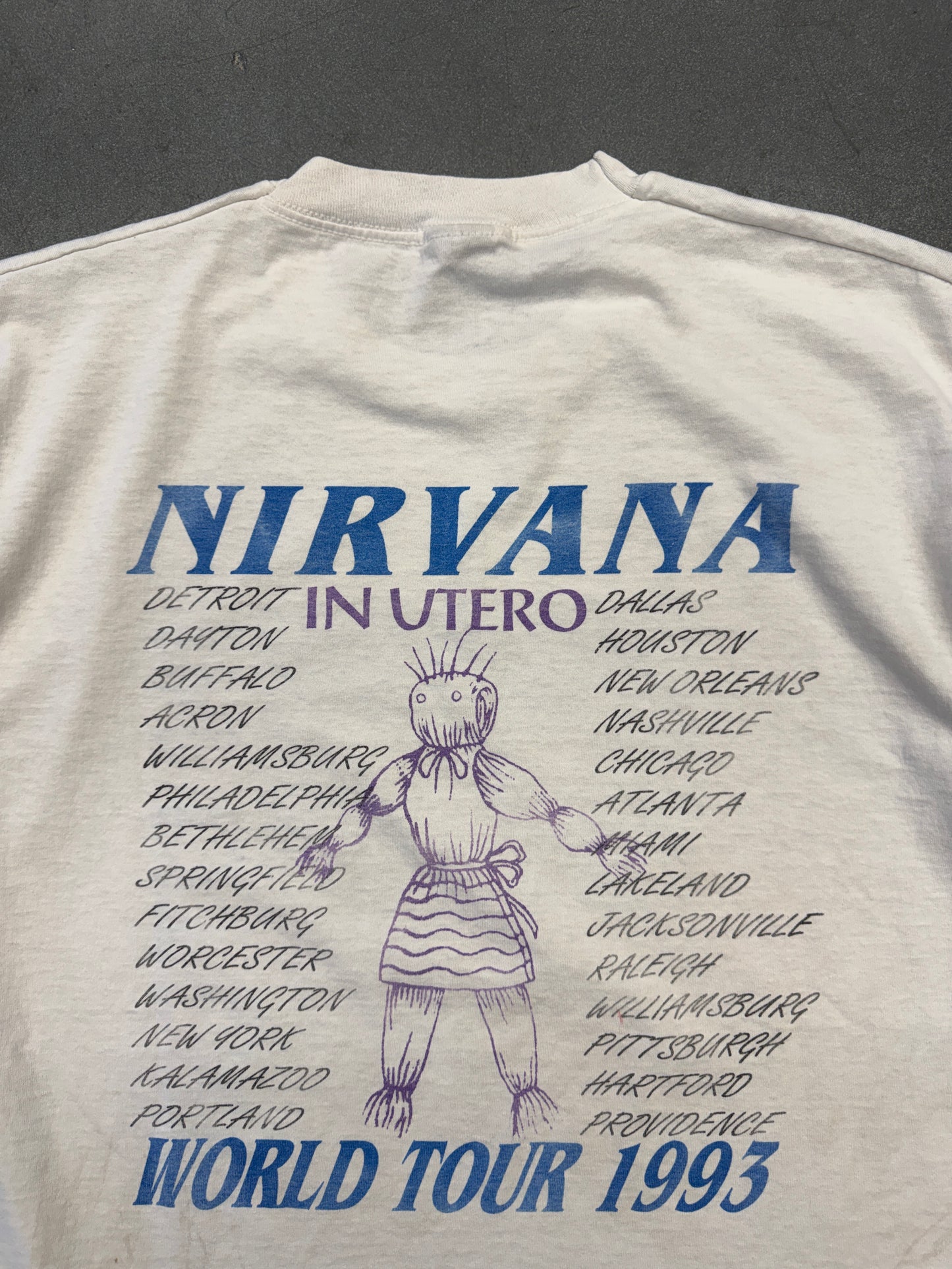 1993 NIRVANA IN UTERO PARKING LOT BOOTLEG WORLD TOUR TEE (CUT FOTL TAG)