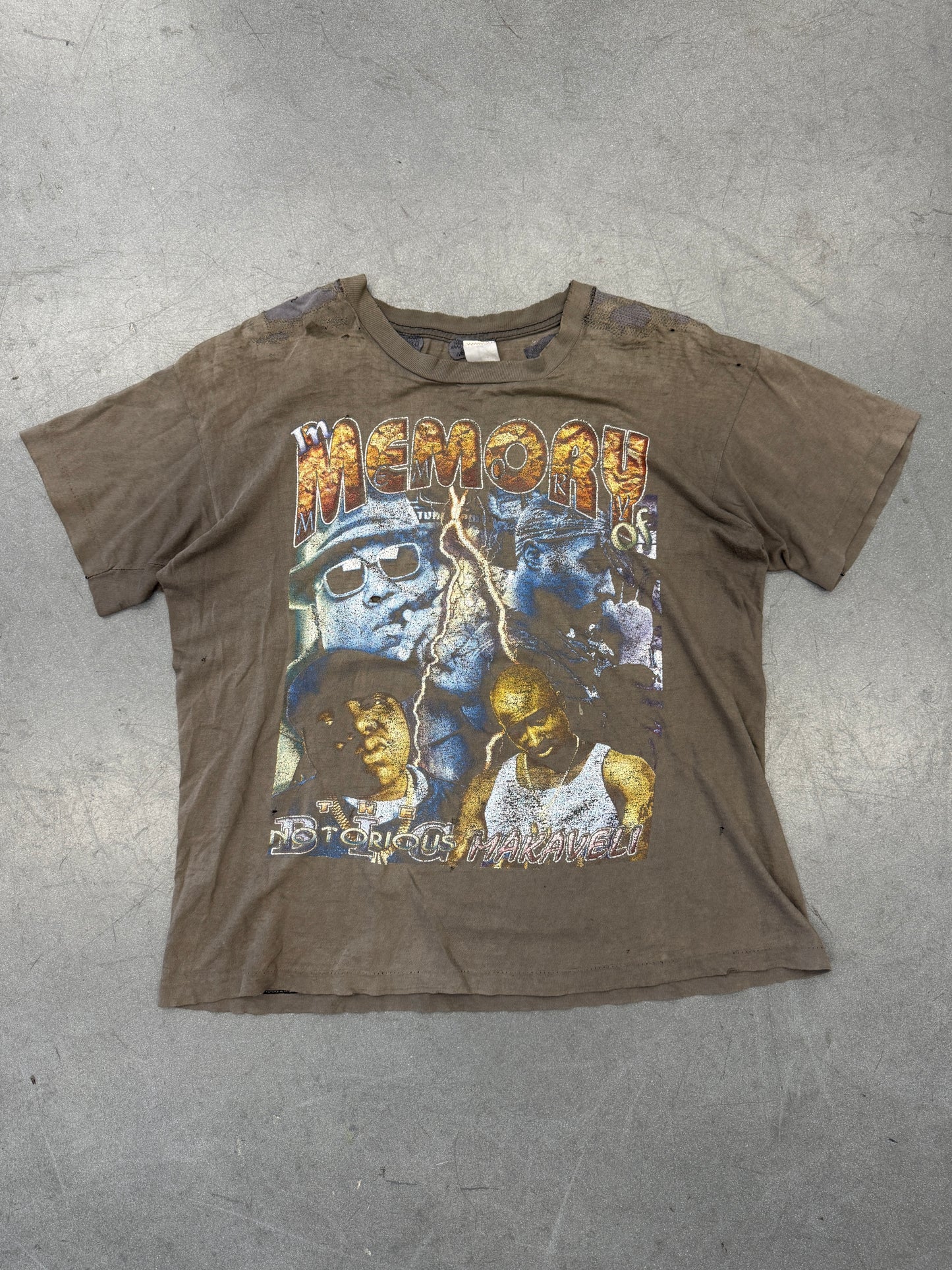 '90S IN MEMORY OF THE NOTORIOUS BIG MAKAVELI RAP REPAIRED TEE (FADED TAG)