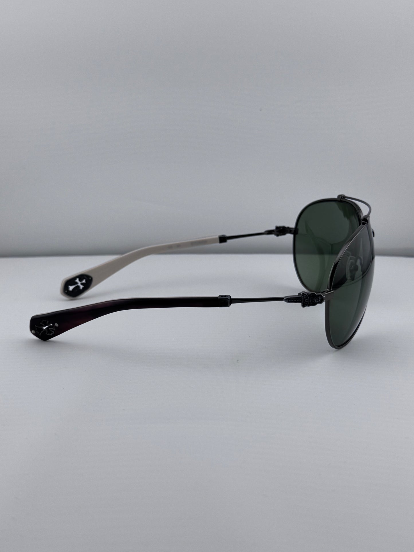 CHROME HEARTS STONED WHITE/BROWN SUNGLASSES (WITH CASE)