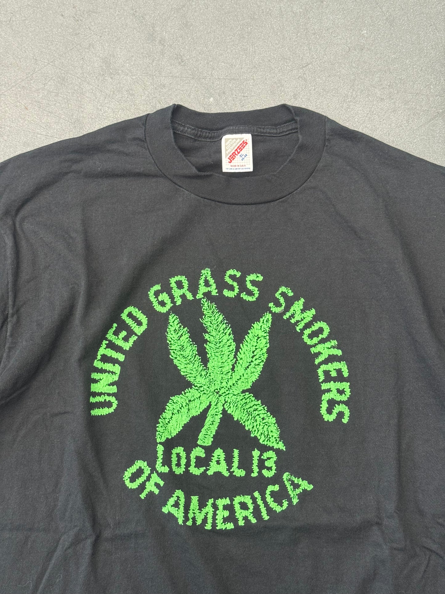 90S UNITED GRASS SMOKERS OF AMERICA TEE (JERZEES TAG)