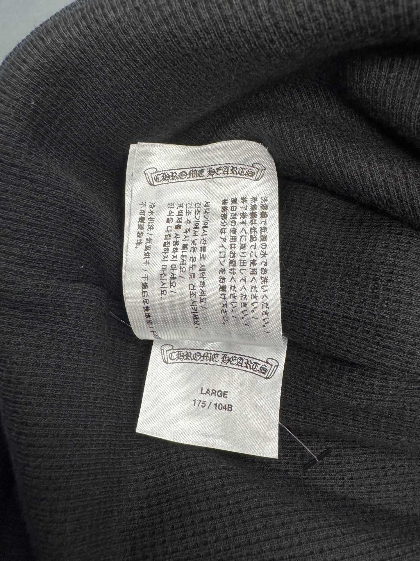 CHROME HEARTS VERTICAL LOGO THERMAL LINED ZIP-UP HOODIE