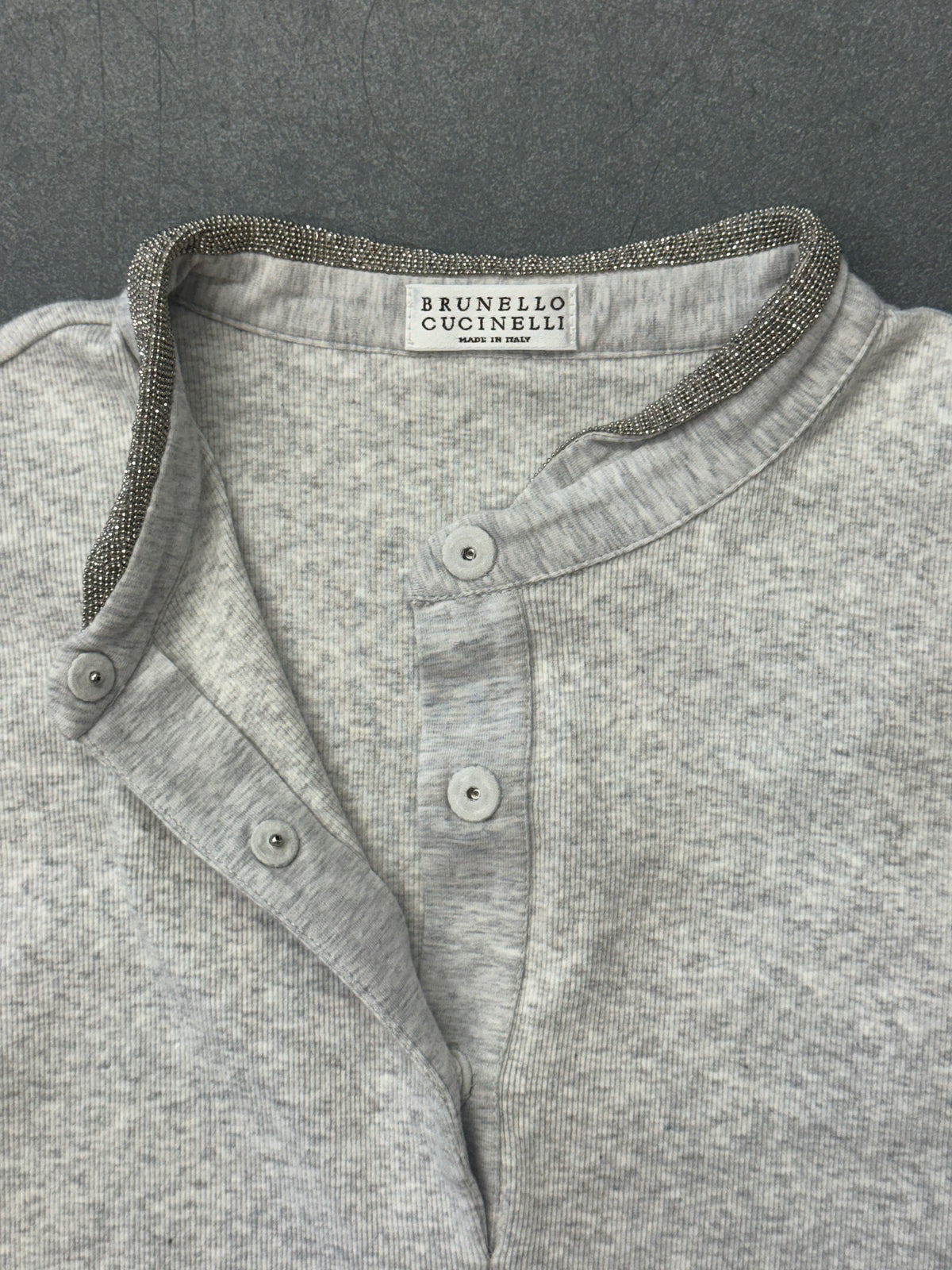 BRUNELLO CUCINELLI SHORT SLEEVE SEQUINED COLLAR SWEATER